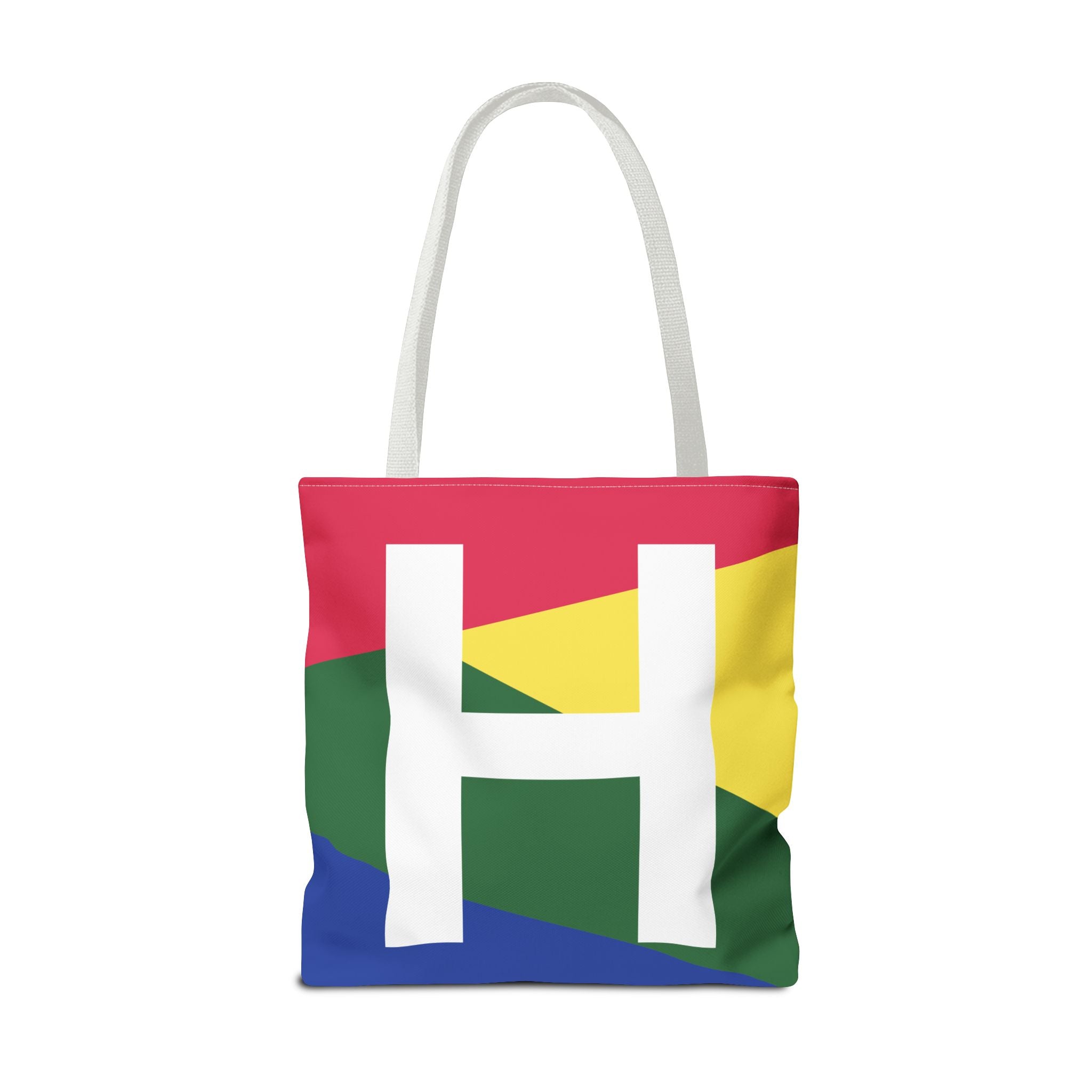 Monogram 'H' Colorblock Tote Bag — Personalized Initial H Shoulder Tote