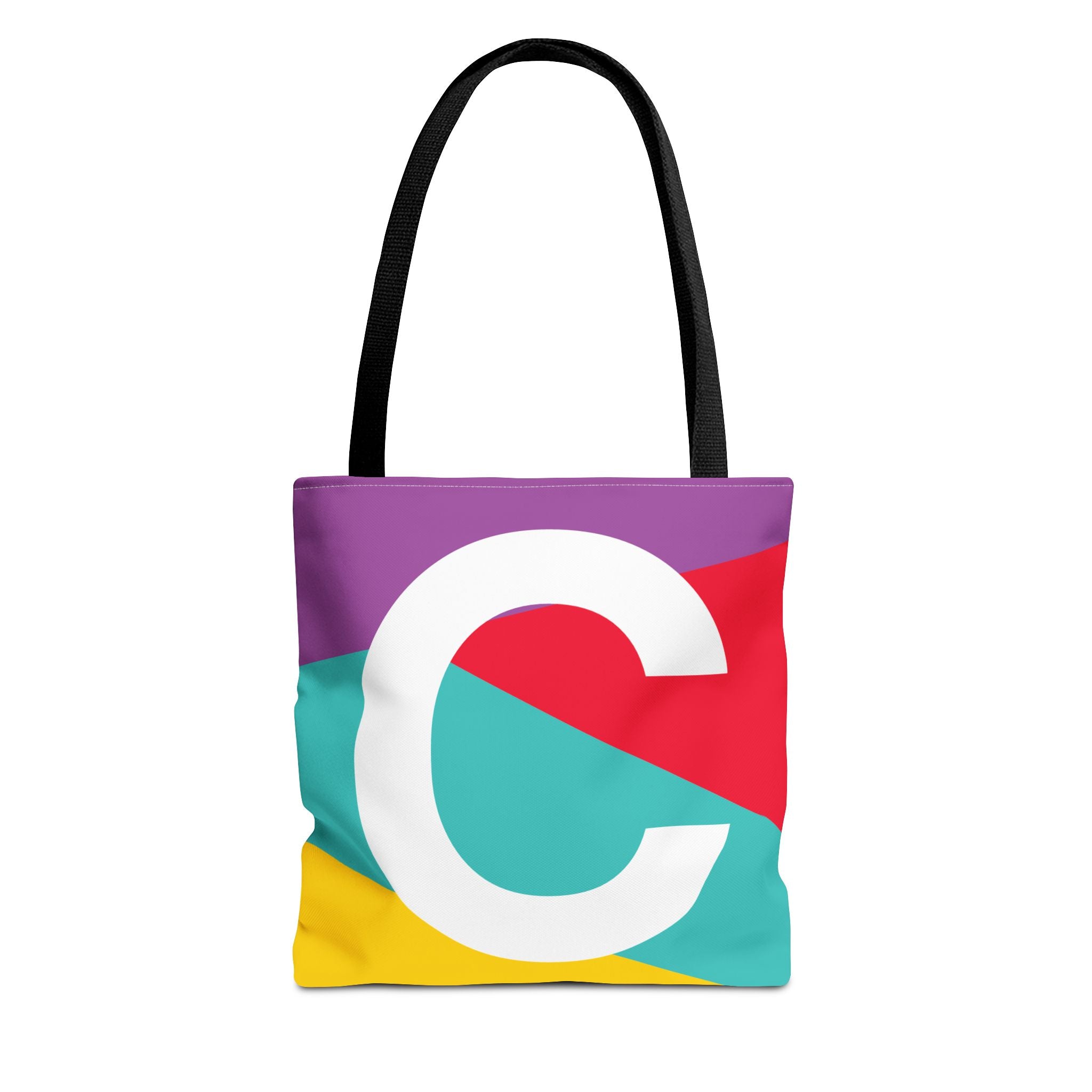 Monogram 'C' Colorblock Tote Bag — Personalized Initial C Shoulder Tote