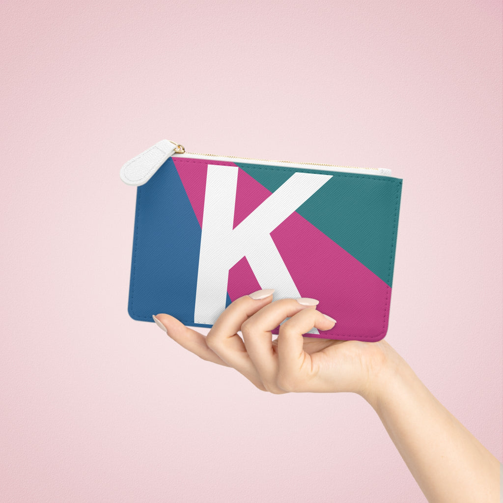 Initial K Mini Clutch — Colorblock Monogram Wristlet Wallet