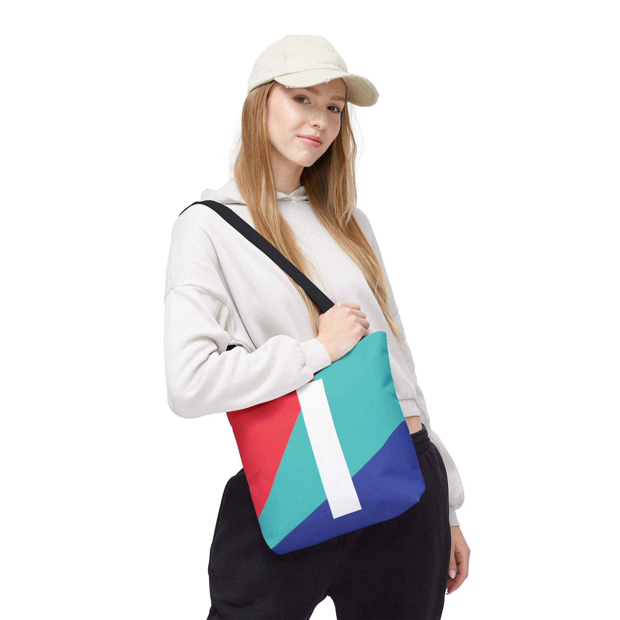 Monogram 'I' Colorblock Tote Bag — Personalized Initial I Shoulder Tote