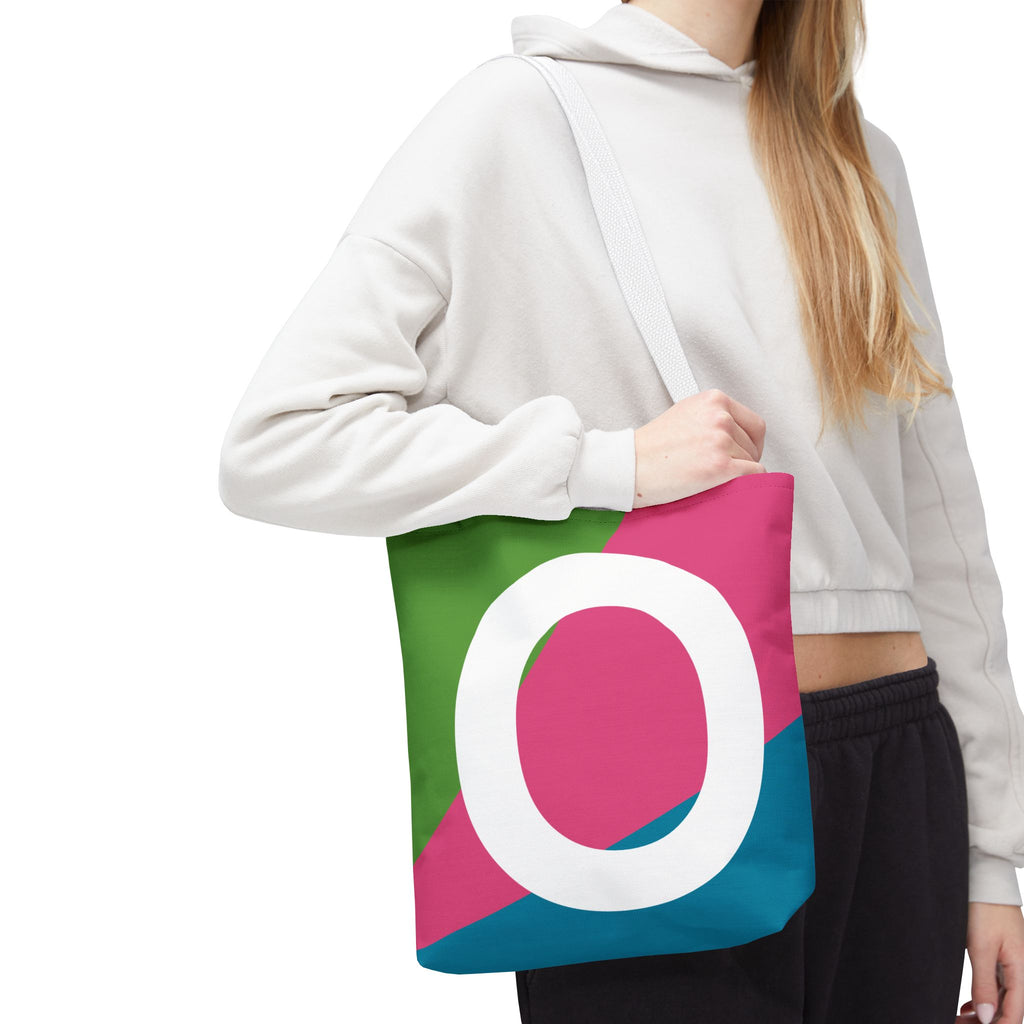 Monogram 'O' Colorblock Tote Bag — Personalized Initial O Shoulder Tote