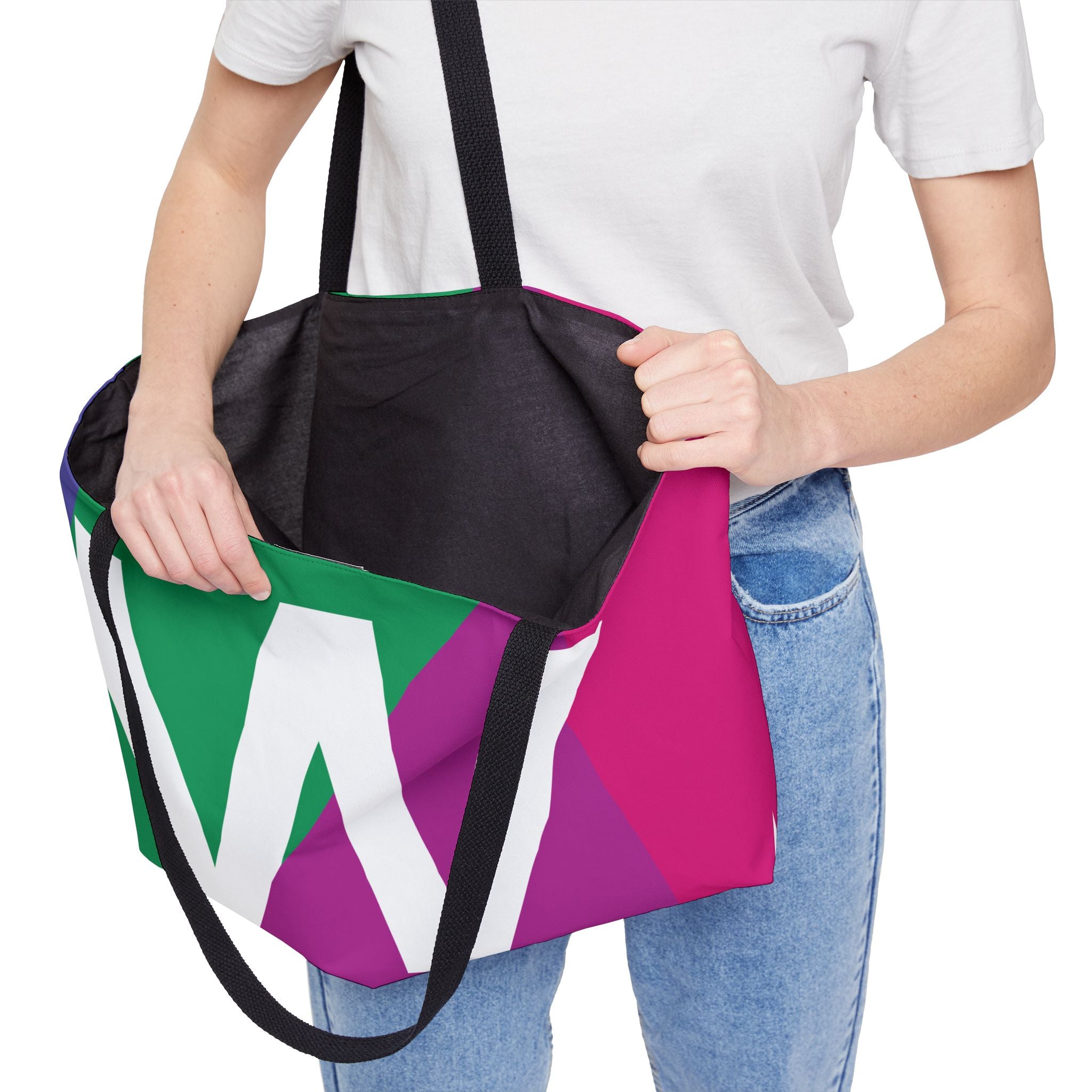 Personalized 'W' Colorblock Tote Bag — Monogram Weekender Tote