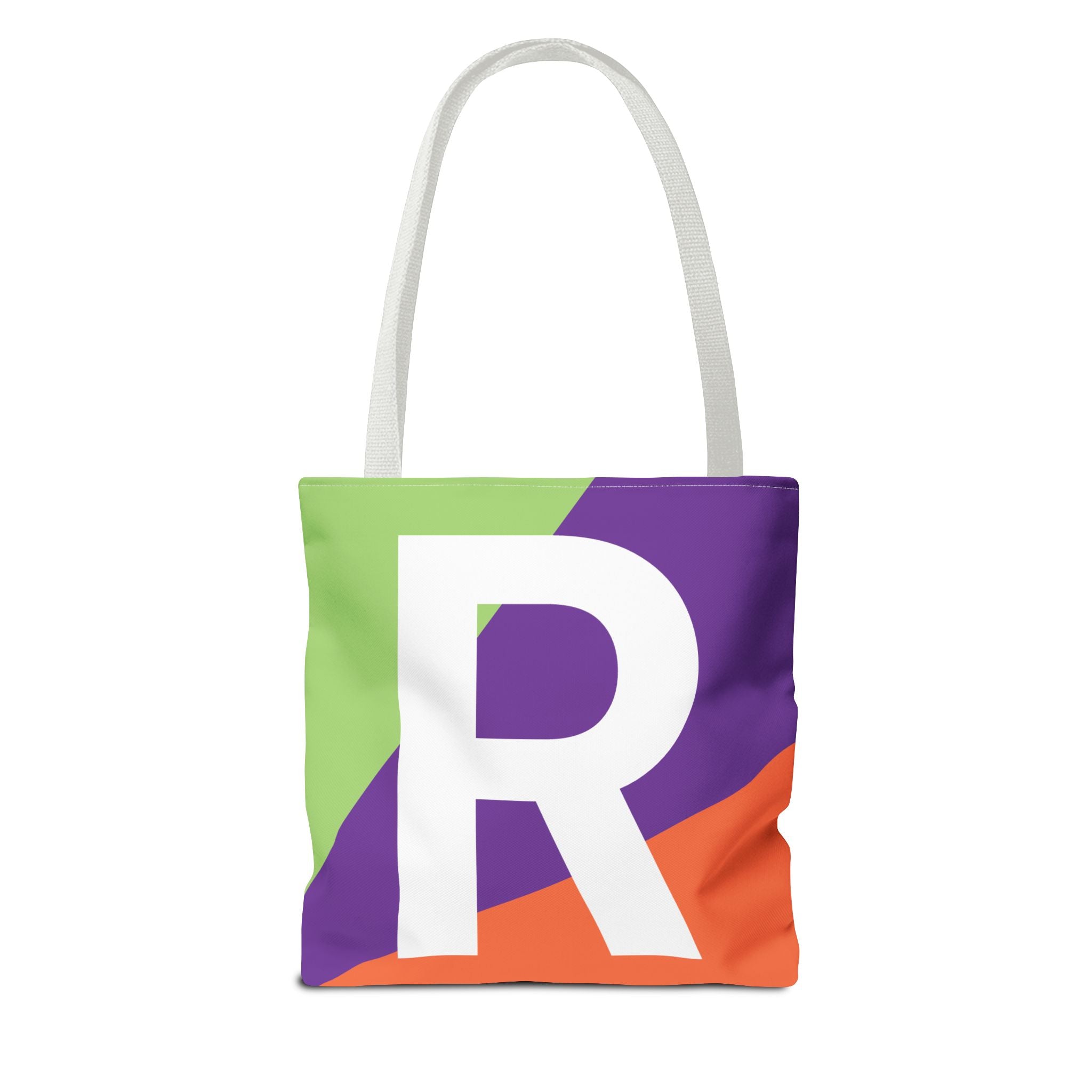 Monogram 'R' Colorblock Tote Bag — Personalized Initial R Shoulder Tote