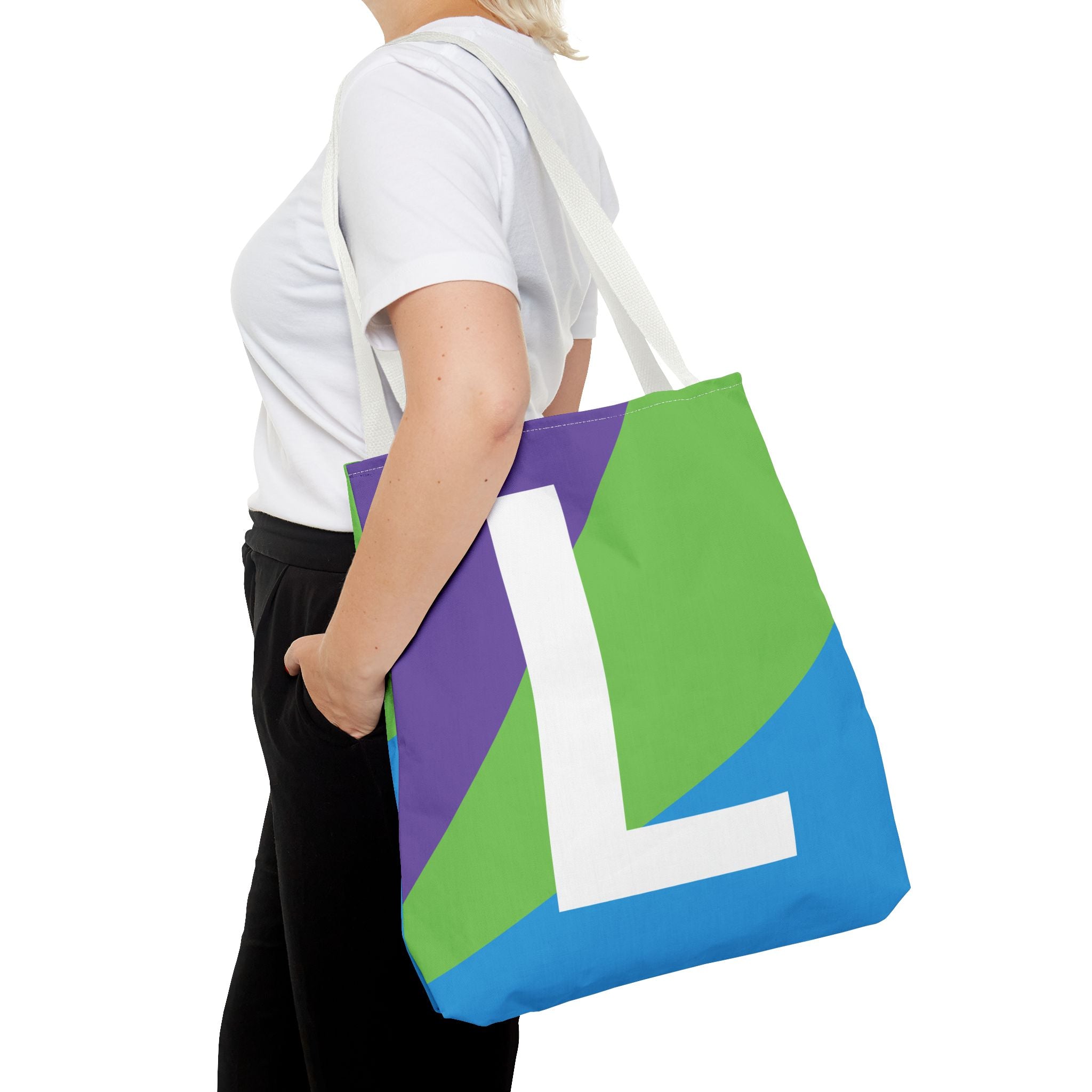 Monogram 'L' Colorblock Tote Bag — Personalized Initial L Shoulder Tote