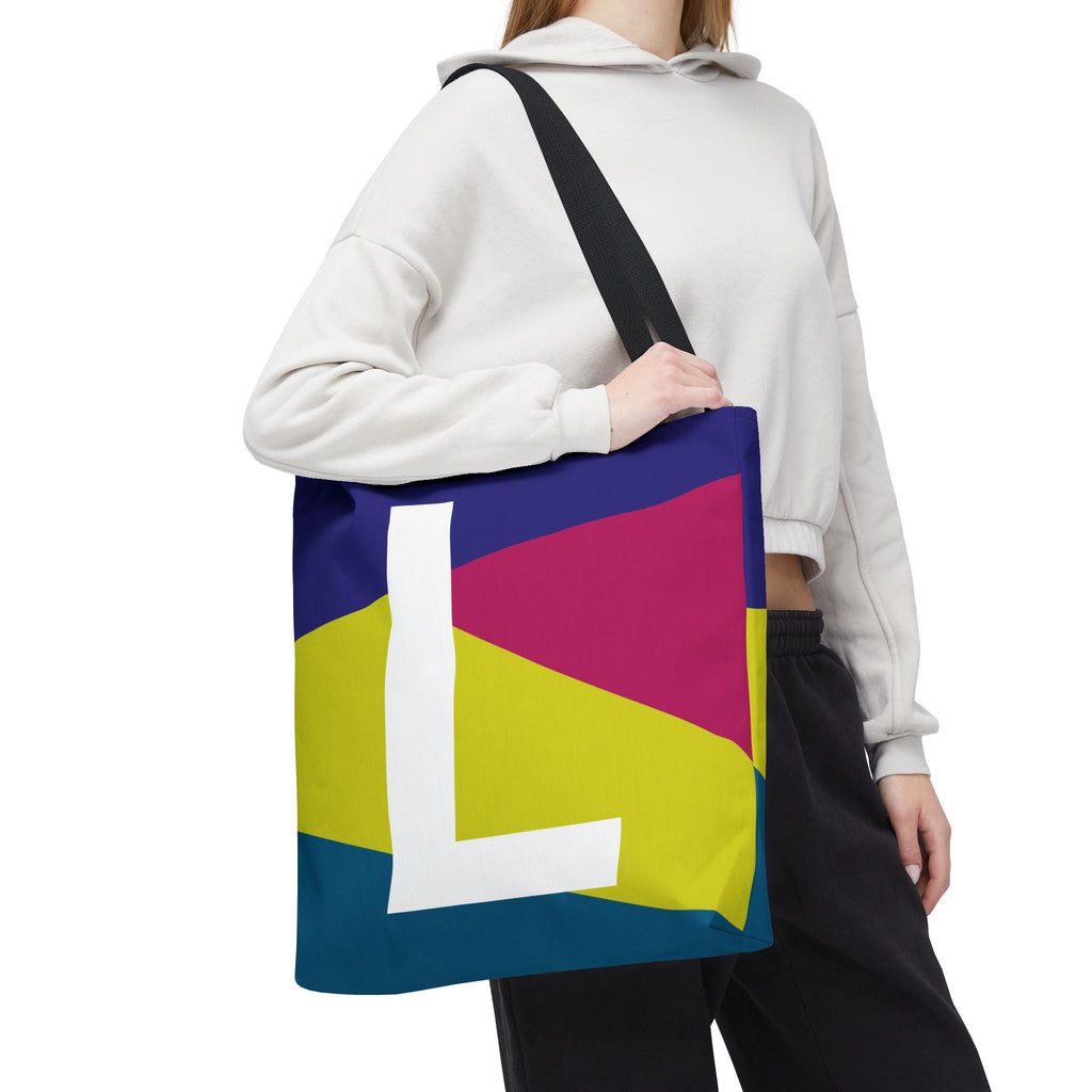 Monogram 'L' Colorblock Tote Bag — Personalized Initial L Shoulder Tote