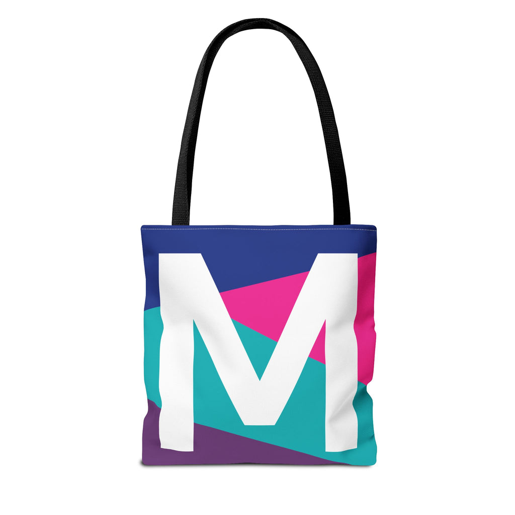 Monogram 'M' Colorblock Tote Bag — Personalized Initial L Shoulder Tote