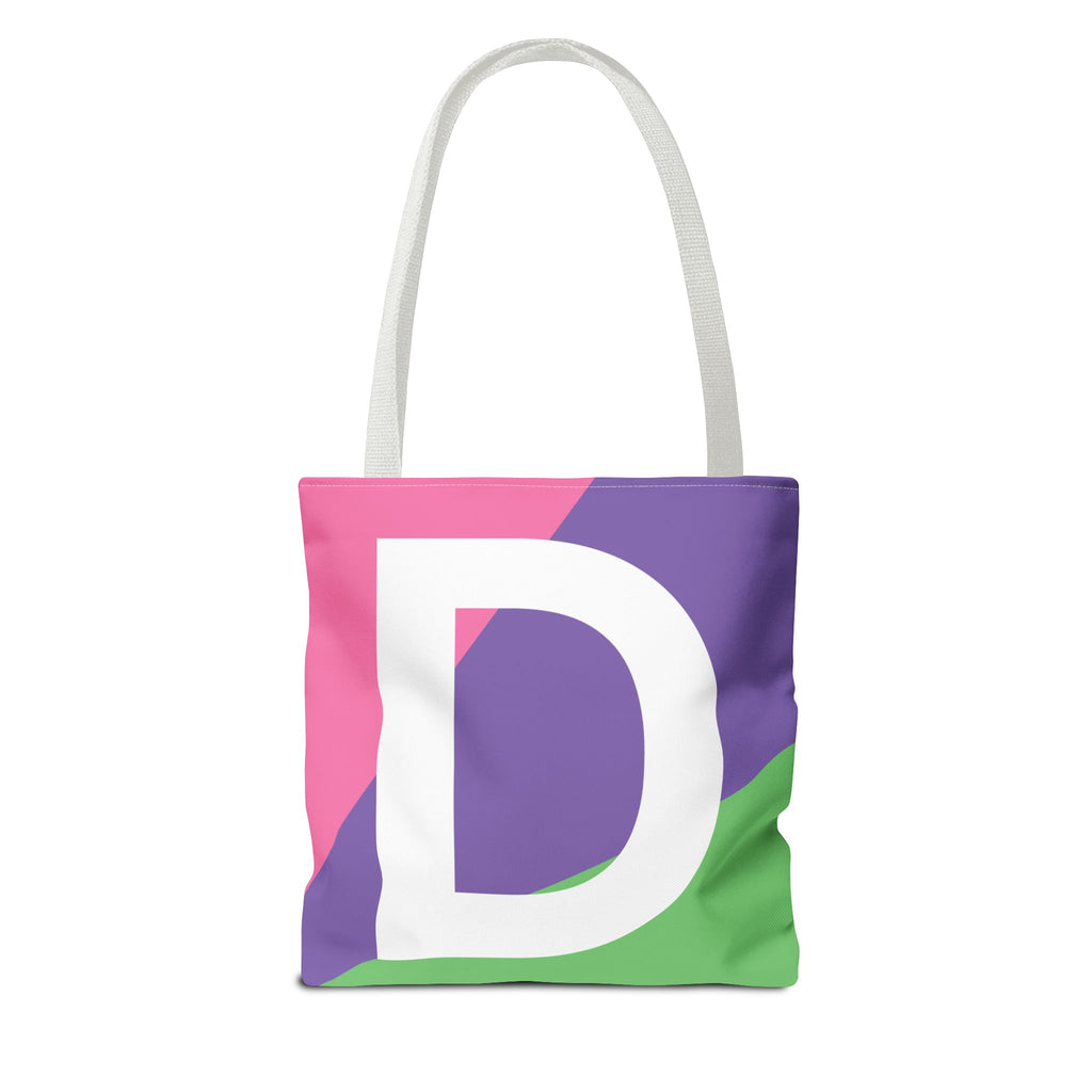 Monogram 'D' Colorblock Tote Bag — Personalized Initial D Shoulder Tote