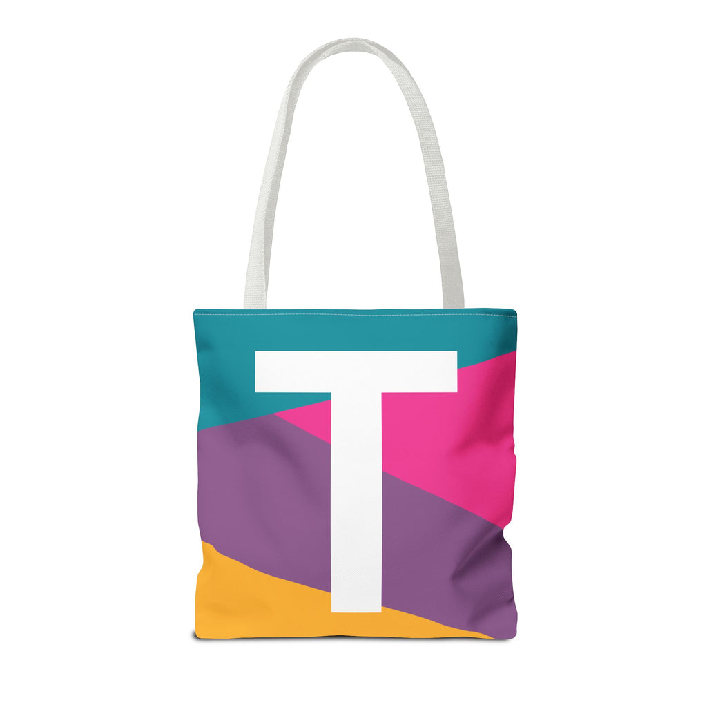 Monogram 'T' Colorblock Tote Bag — Personalized Initial T Shoulder Tote