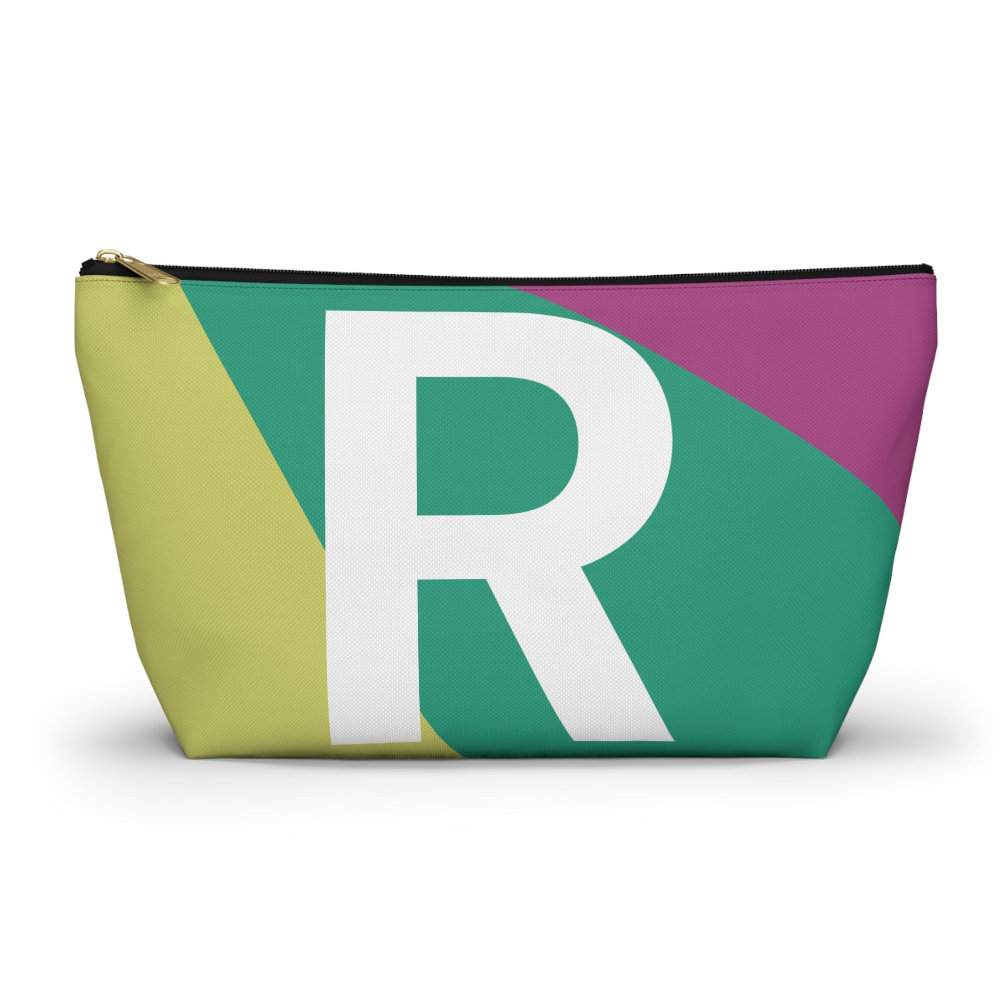Initials Colorblock Accessory Pouch — Monogram R T-Bottom Cosmetic Bag