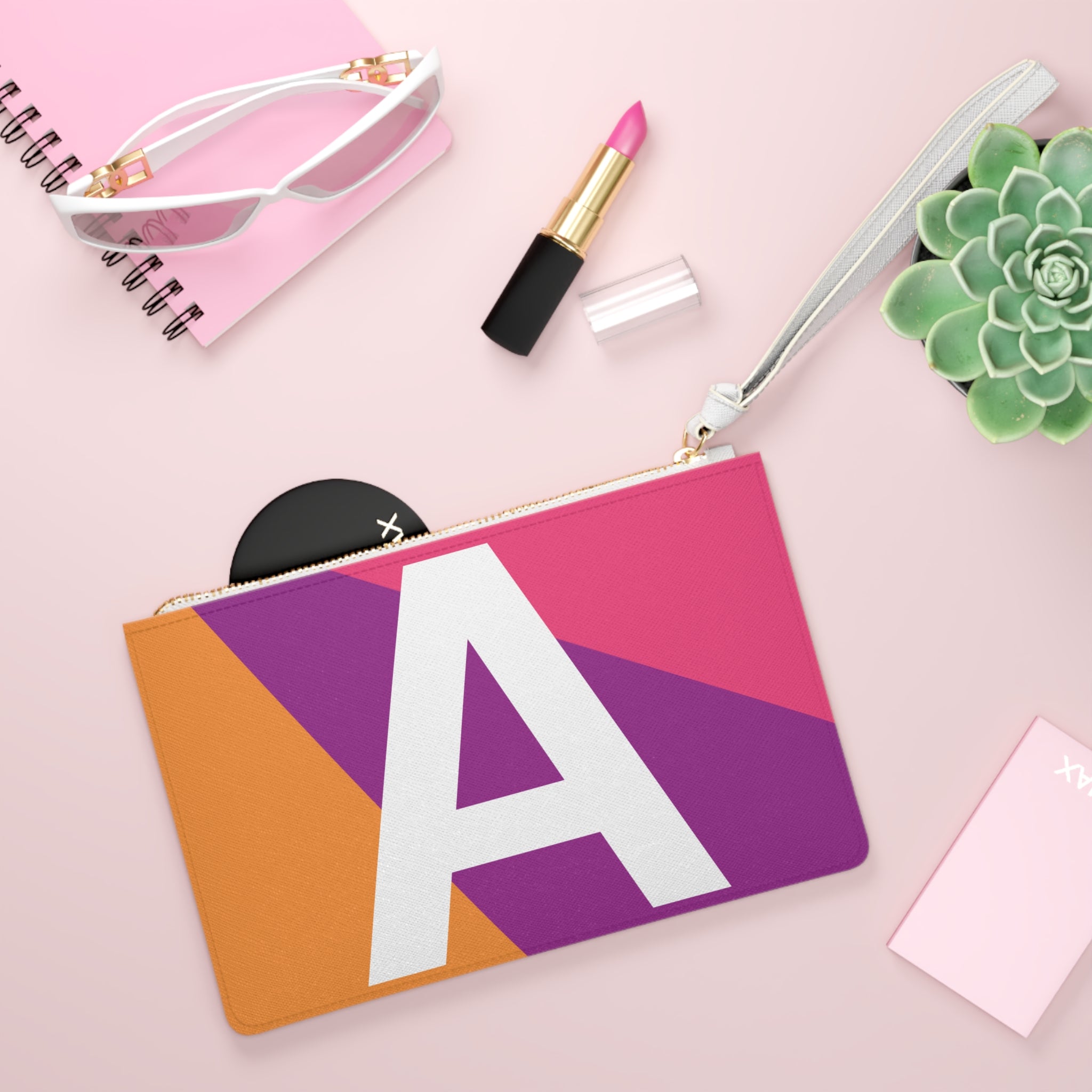 Monogram 'A' Colorblock Clutch Bag — Bold Geometric Wristlet for Everyday & Gifts