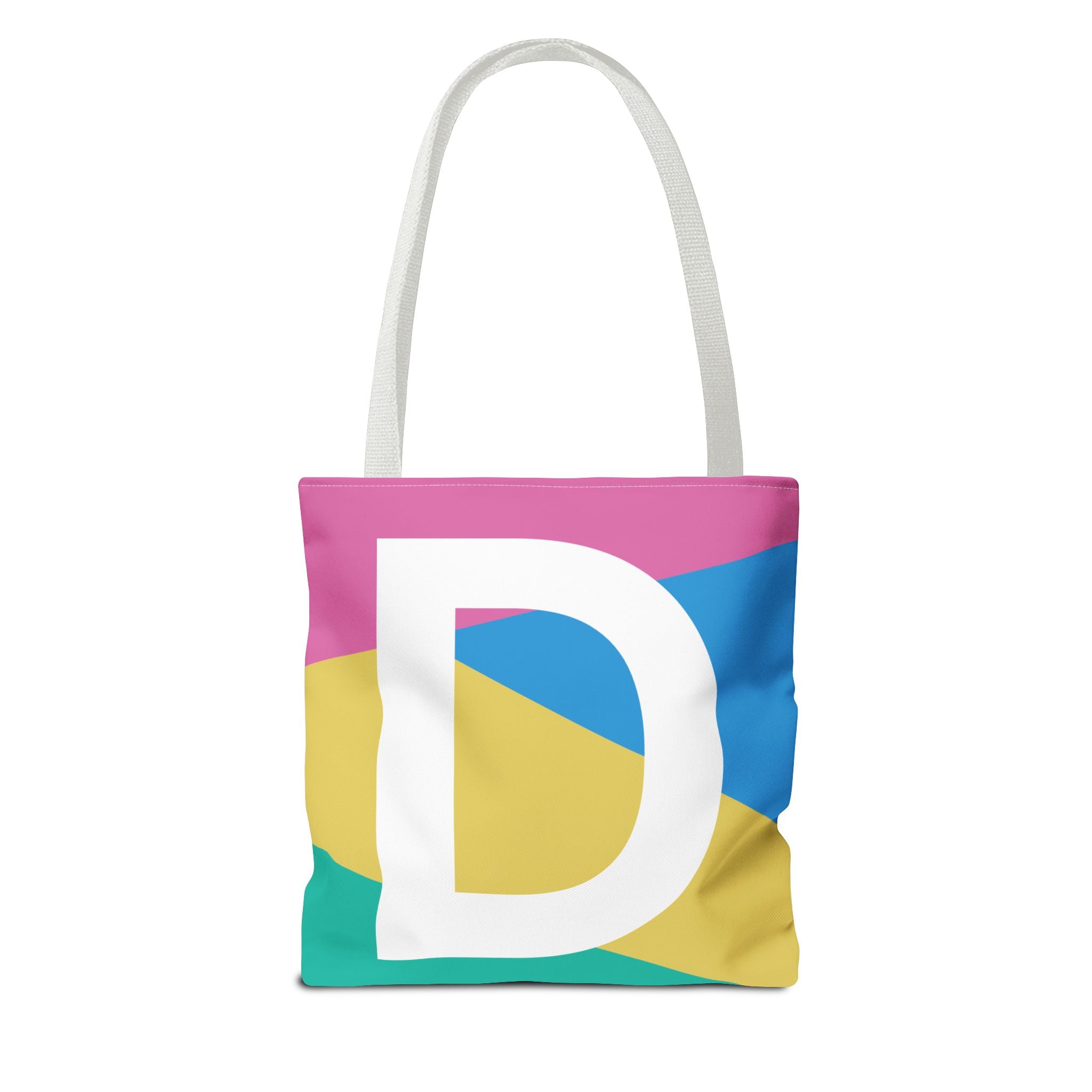 Monogram 'D' Colorblock Tote Bag — Personalized Initial D Shoulder Tote