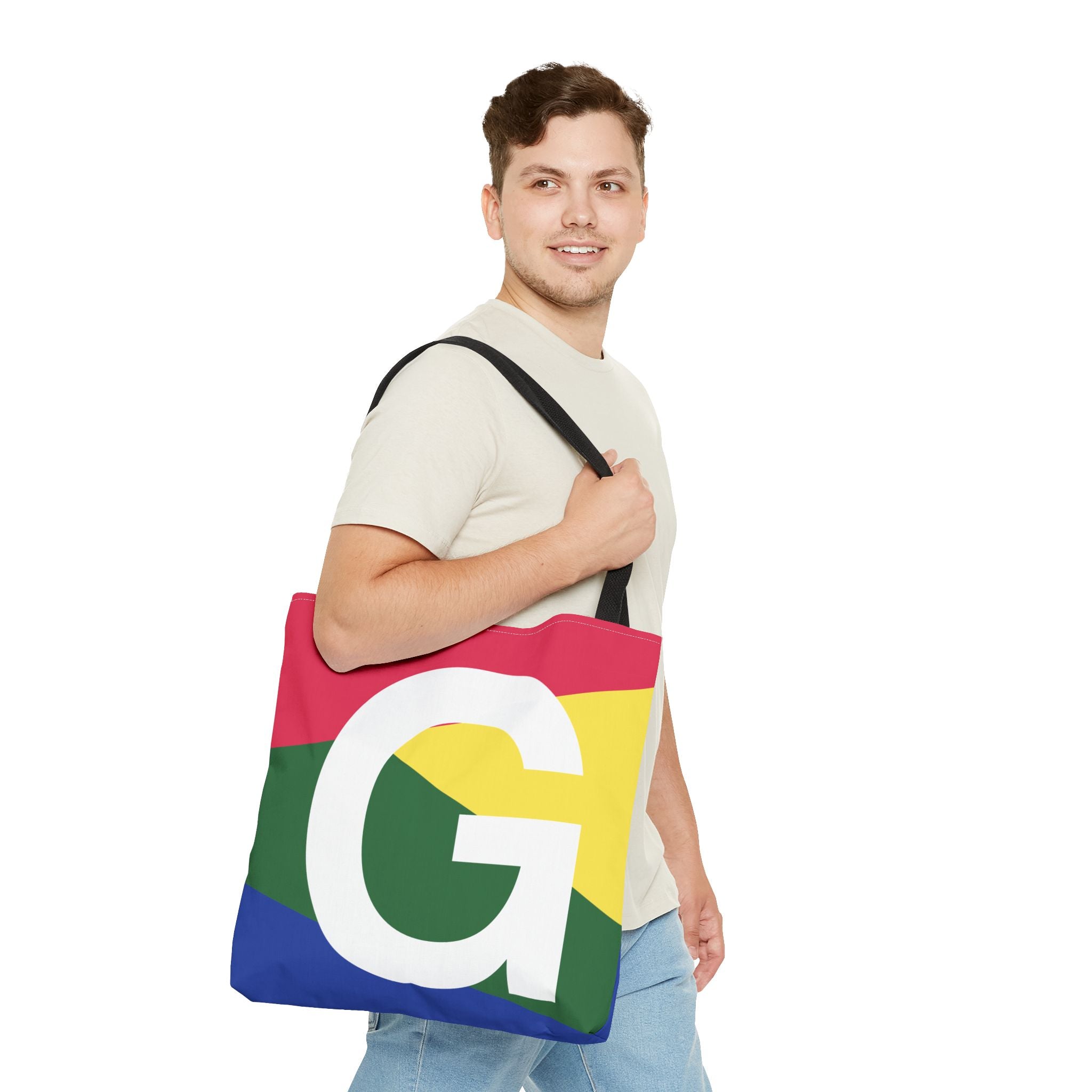 Monogram 'G' Colorblock Tote Bag — Personalized Initial G Shoulder Tote