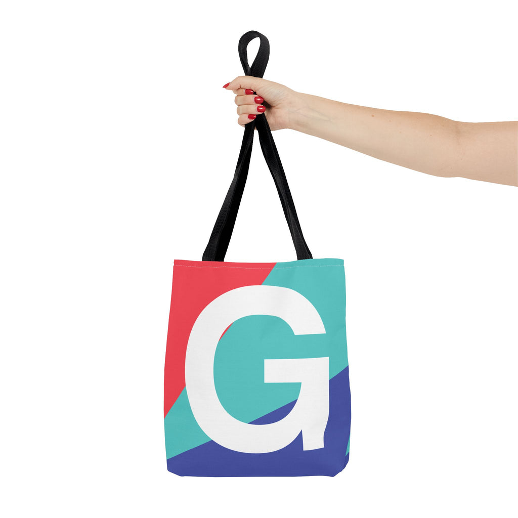 Monogram 'G' Colorblock Tote Bag — Personalized Initial G Shoulder Tote