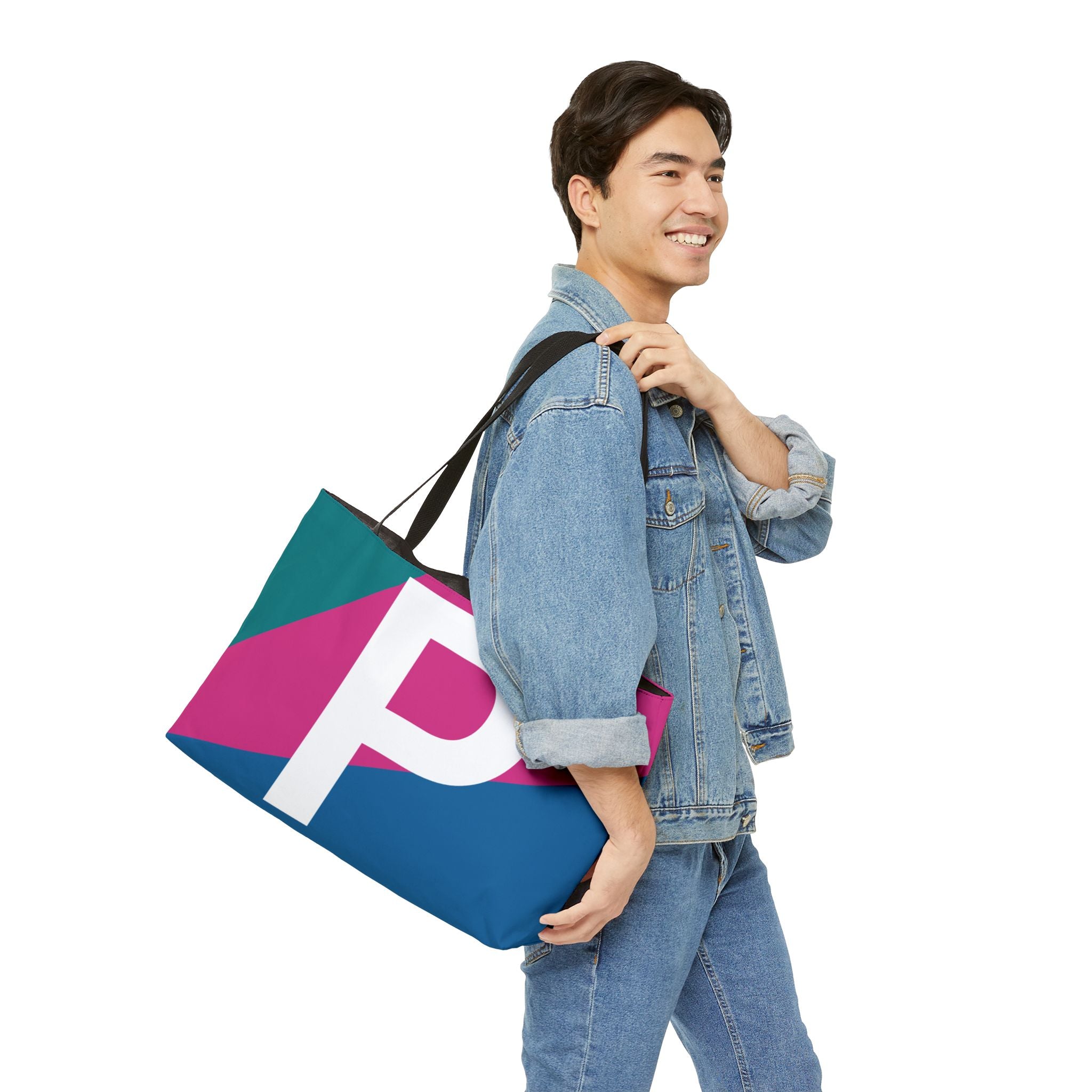 Personalized 'P' Colorblock Tote Bag — Monogram Weekender Tote