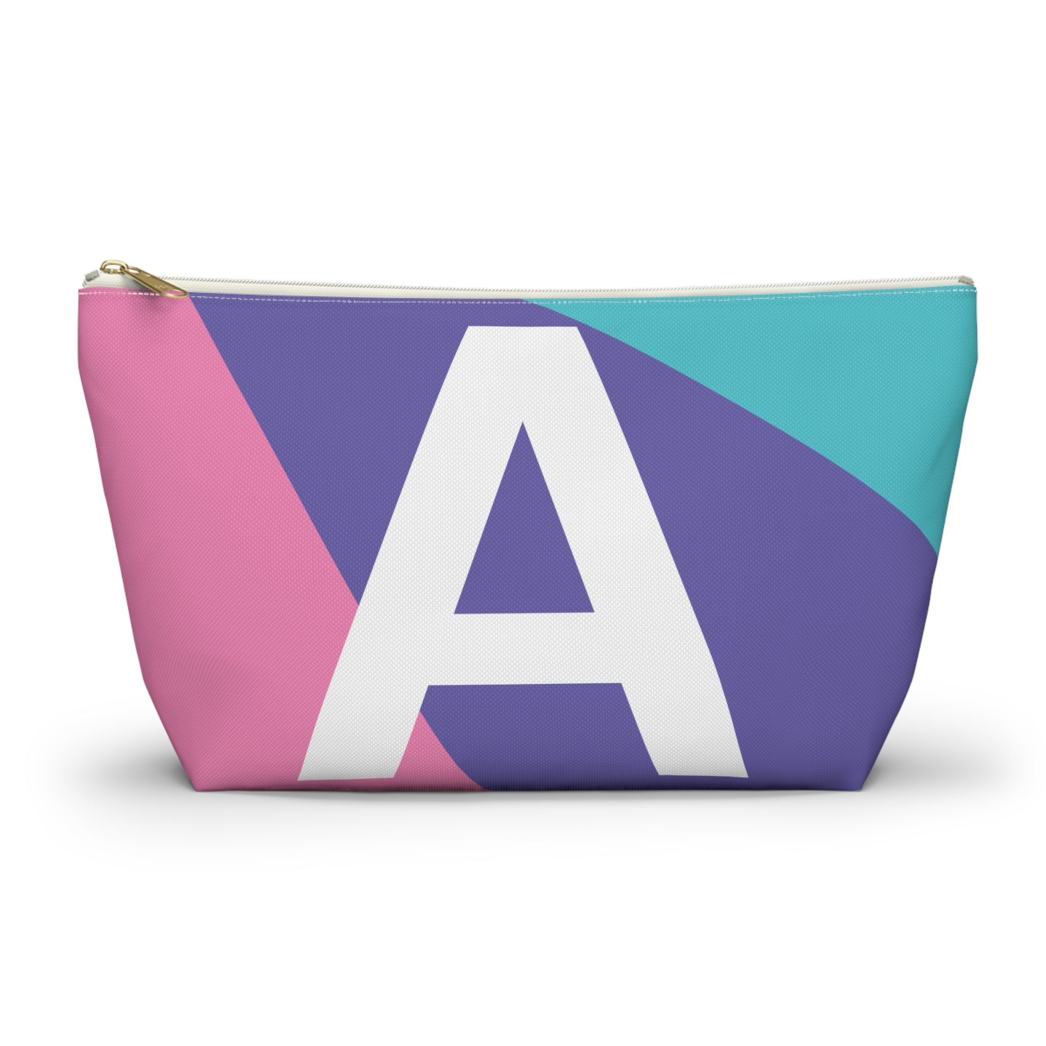 Initials Colorblock Accessory Pouch — Monogram A T-Bottom Cosmetic Bag