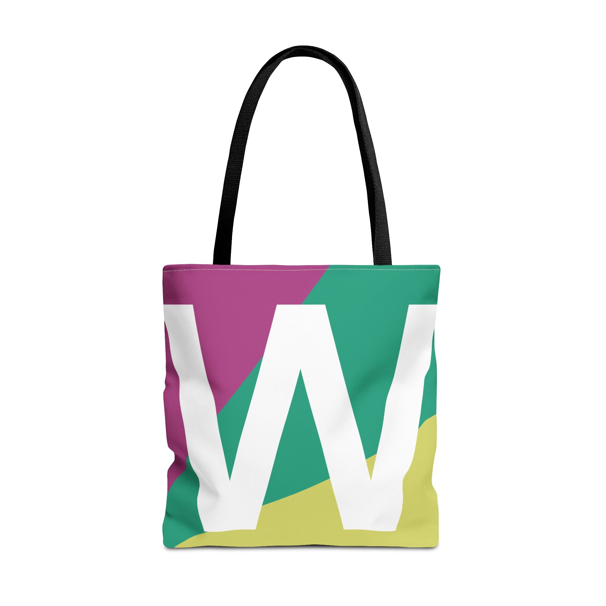 Monogram 'W' Colorblock Tote Bag — Personalized Initial W Shoulder Tote