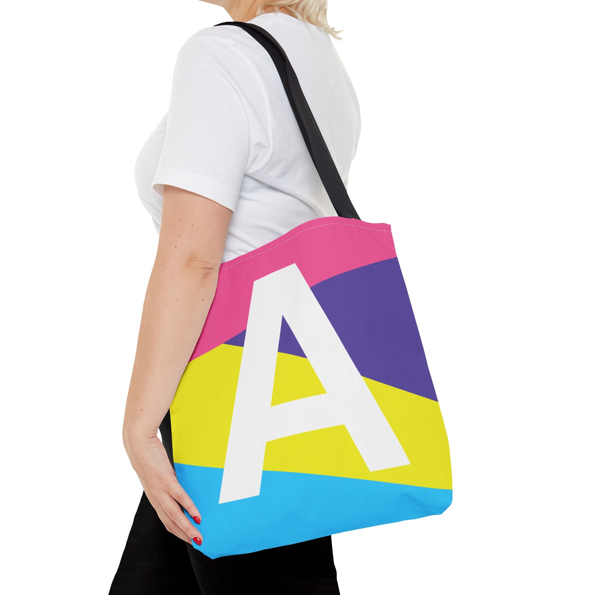 Monogram 'A' Colorblock Tote Bag — Personalized Initial A Shoulder Tote