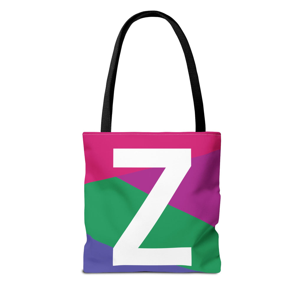 Monogram 'Z' Colorblock Tote Bag — Personalized Initial Z Shoulder Tote
