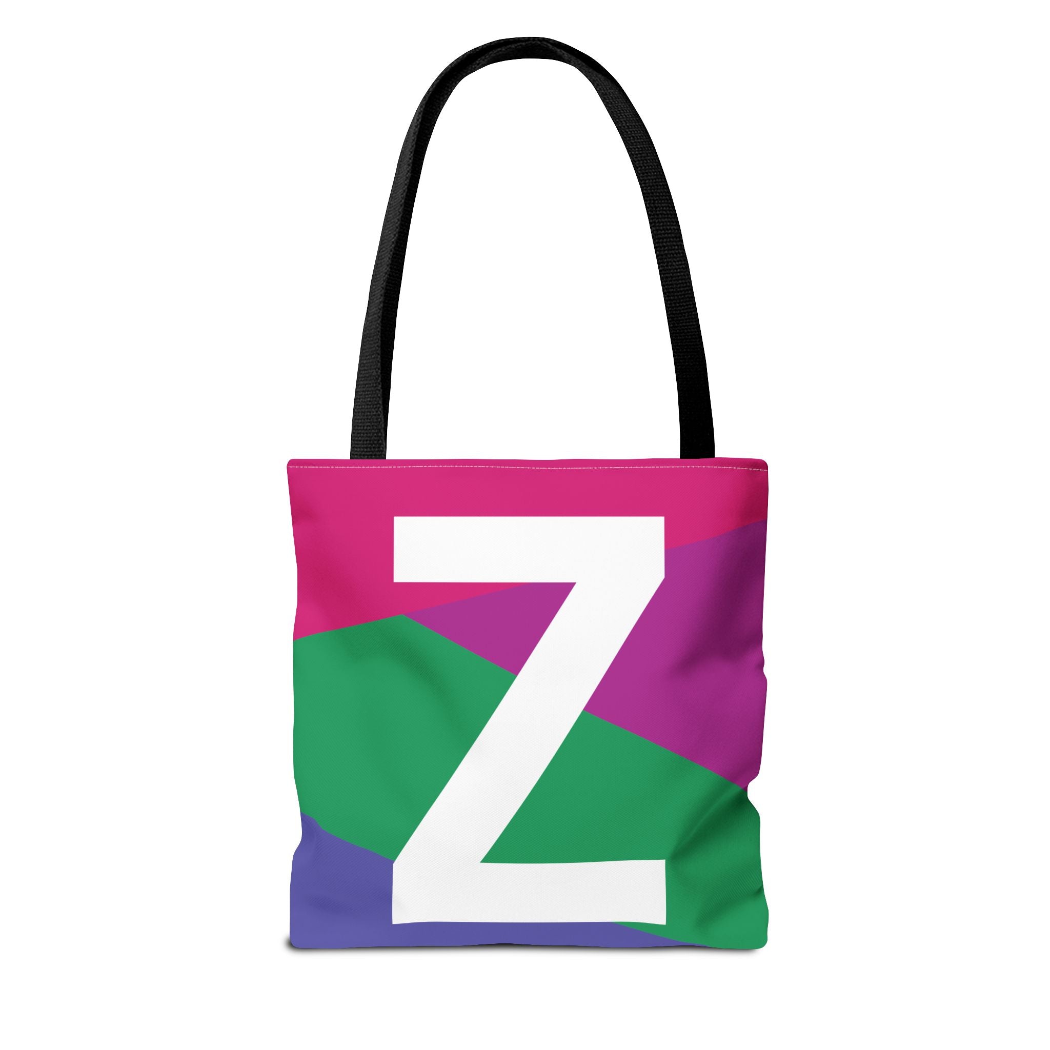 Monogram 'Z' Colorblock Tote Bag — Personalized Initial Z Shoulder Tote