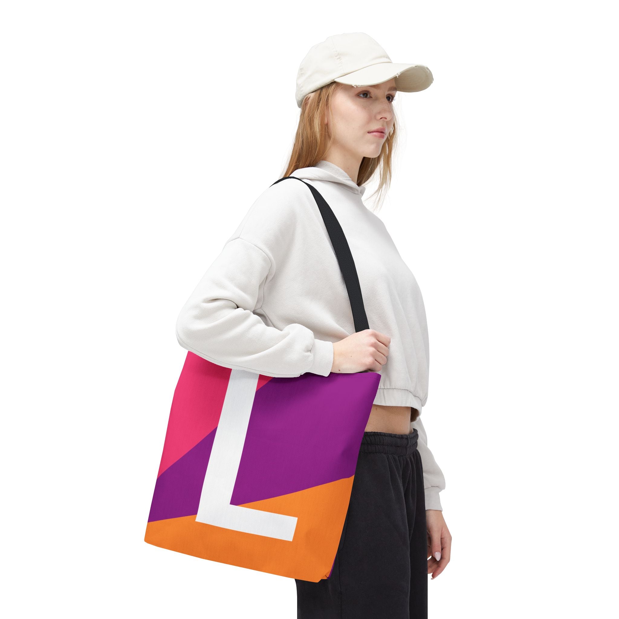 Monogram 'L' Colorblock Tote Bag — Personalized Initial L Shoulder Tote