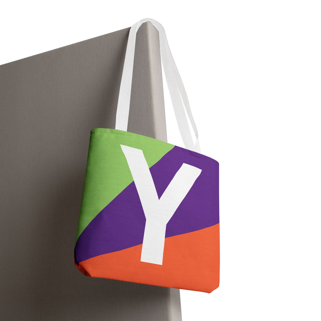 Monogram 'Y' Colorblock Tote Bag — Personalized Initial Y Shoulder Tote