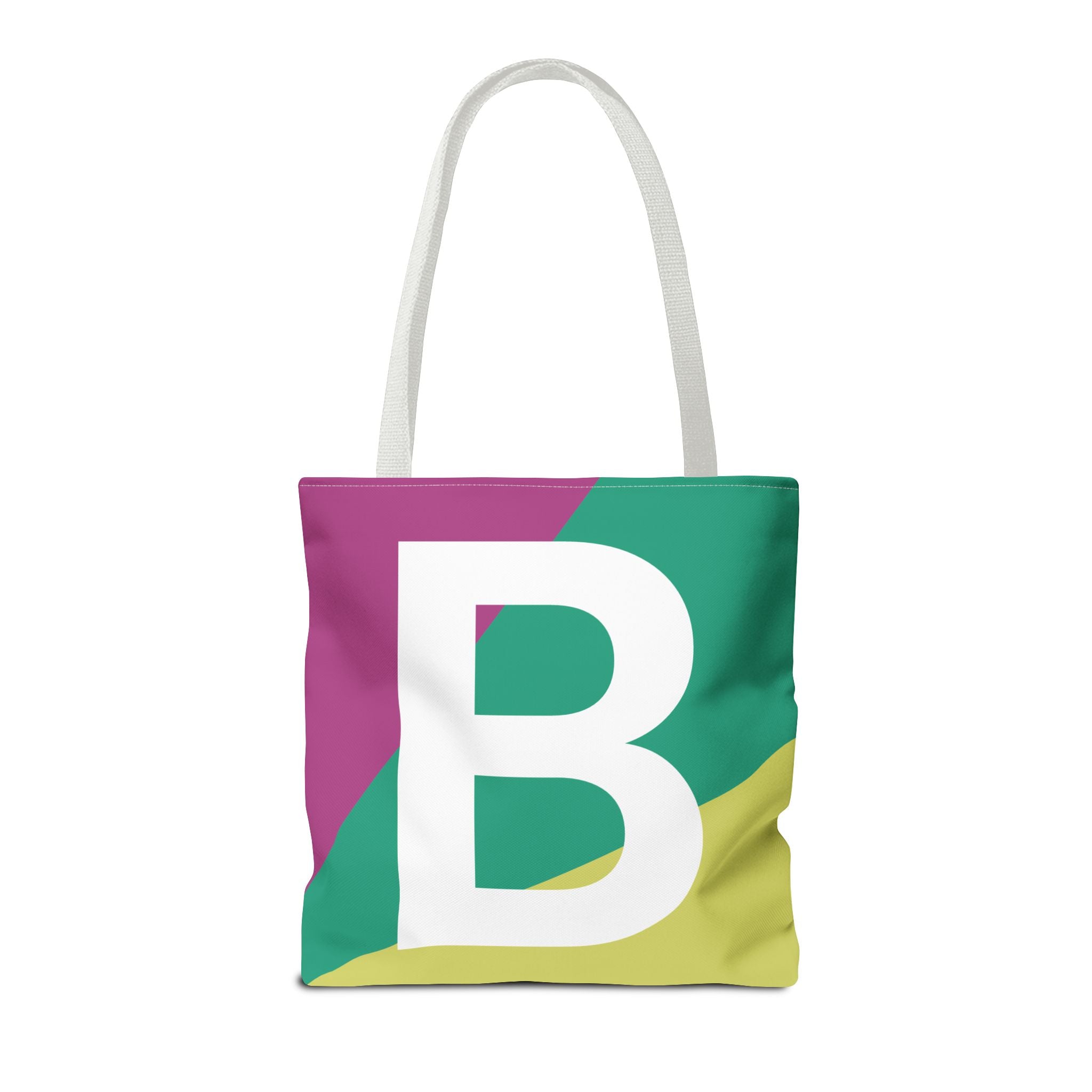 Monogram 'B' Colorblock Tote Bag — Personalized Initial B Shoulder Tote
