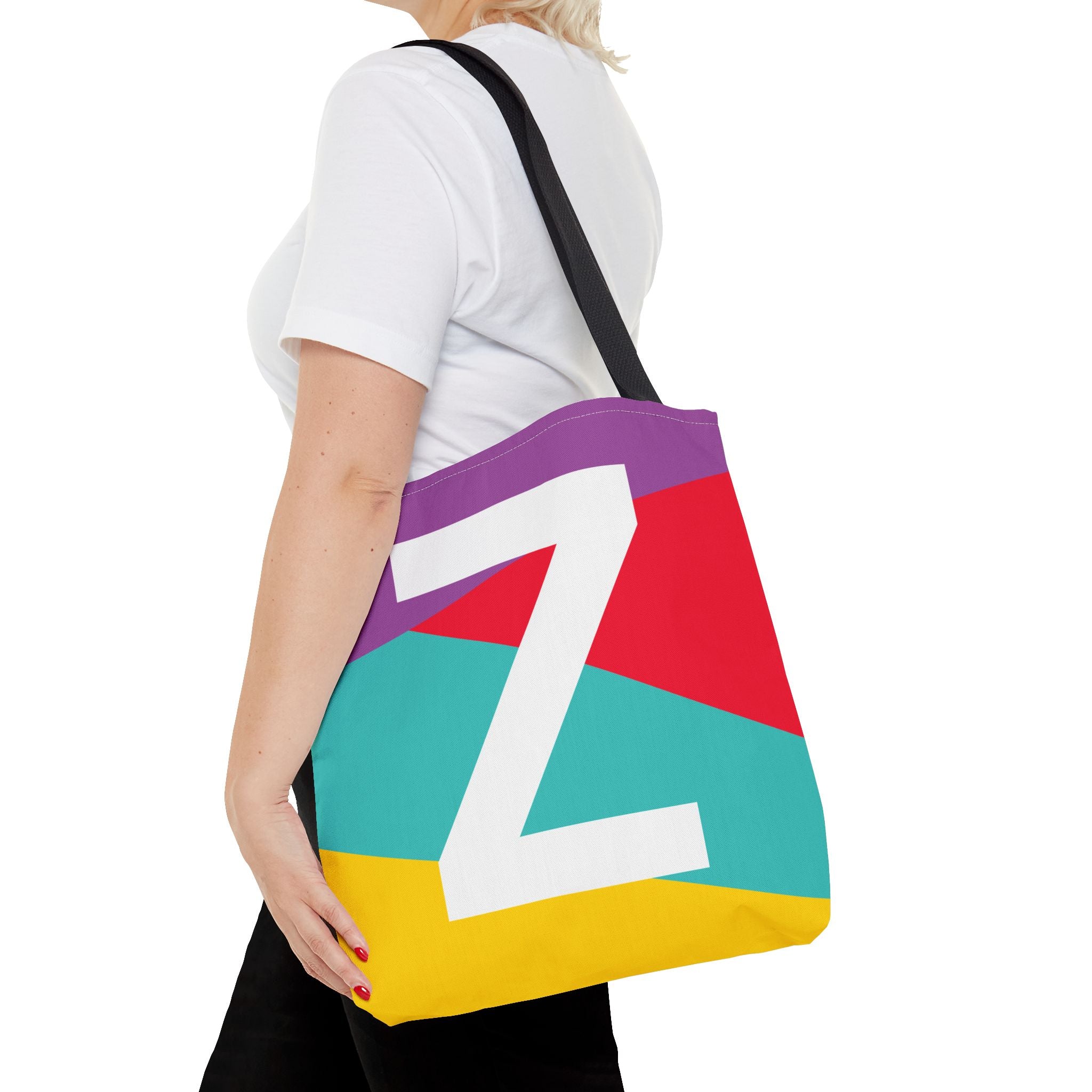 Monogram 'Z' Colorblock Tote Bag — Personalized Initial Z Shoulder Tote