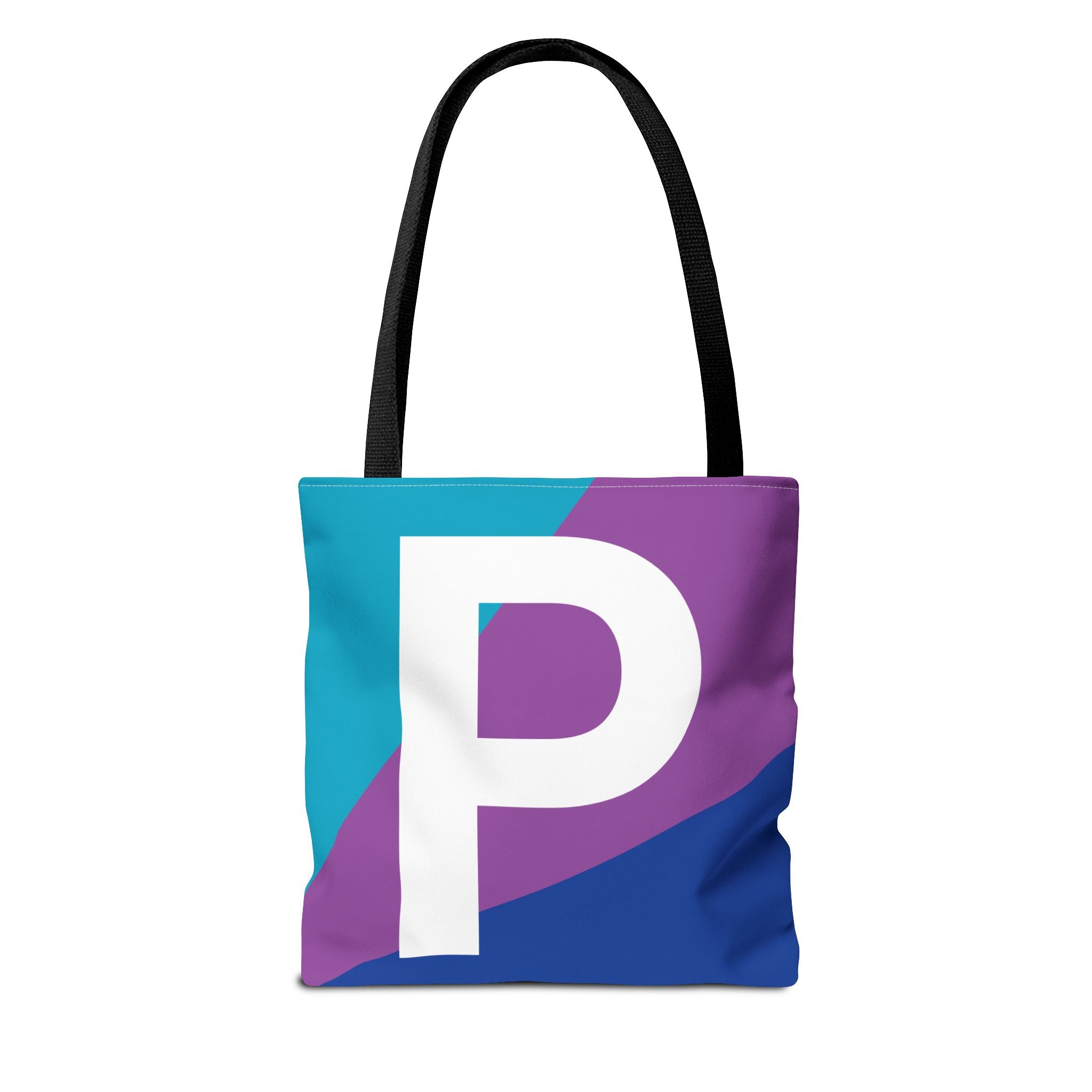 Monogram 'P' Colorblock Tote Bag — Personalized Initial P Shoulder Tote