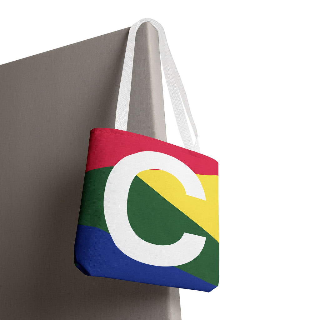 Monogram 'C' Colorblock Tote Bag — Personalized Initial C Shoulder Tote