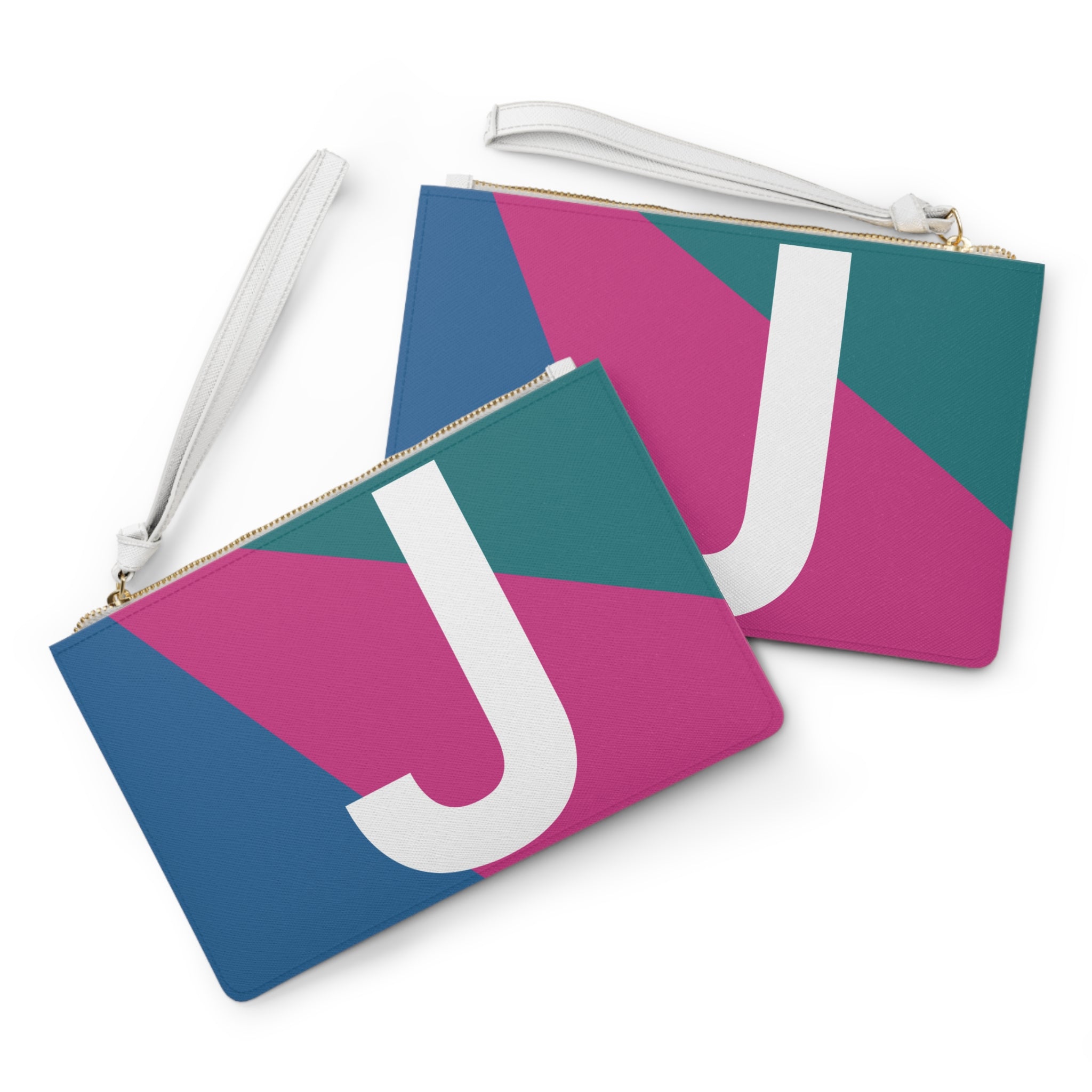 Monogram 'J' Colorblock Clutch Bag — Bold Geometric Wristlet for Everyday & Gifts