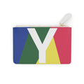 Initial Y Mini Clutch — Colorblock Monogram Wristlet Wallet