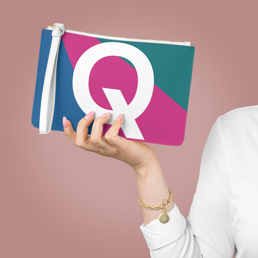 Monogram 'Q' Colorblock Clutch Bag — Bold Geometric Wristlet for Everyday & Gifts
