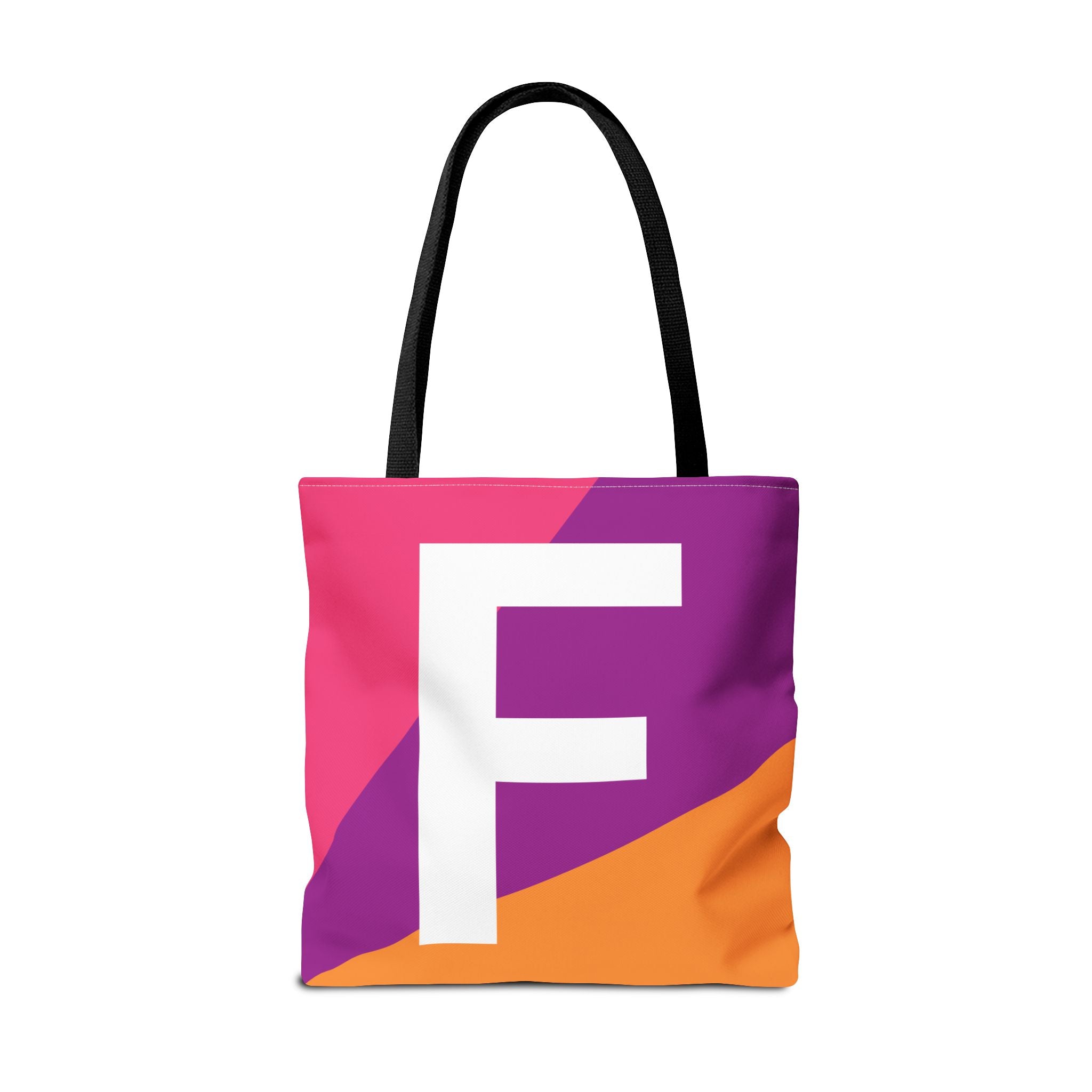 Monogram 'F' Colorblock Tote Bag — Personalized Initial F Shoulder Tote
