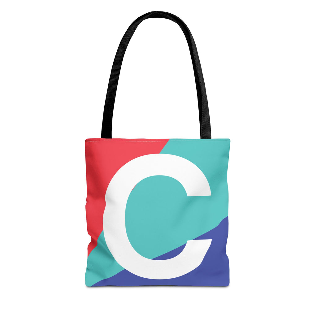 Monogram 'C' Colorblock Tote Bag — Personalized Initial C Shoulder Tote