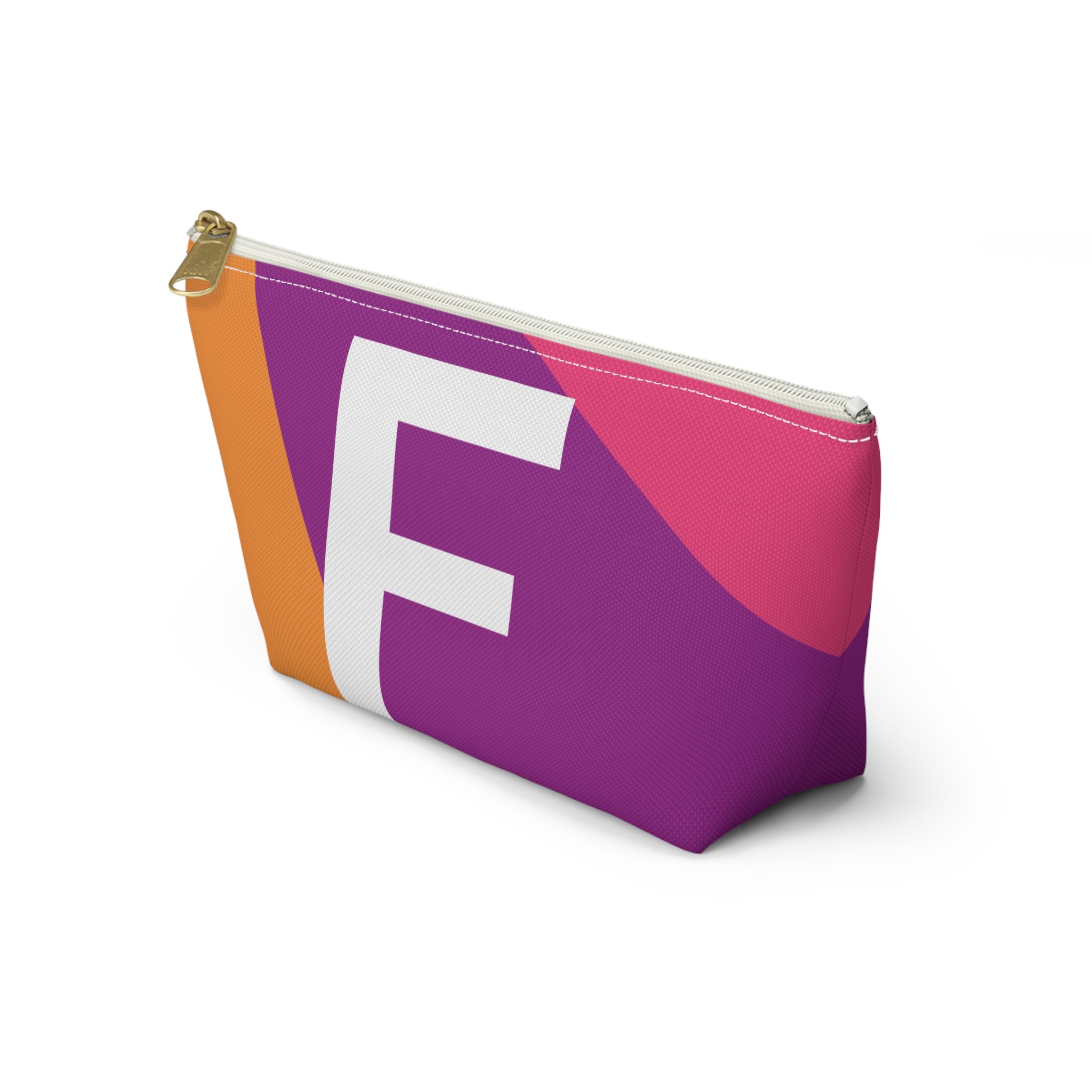 Initials Colorblock Accessory Pouch — Monogram F T-Bottom Cosmetic Bag