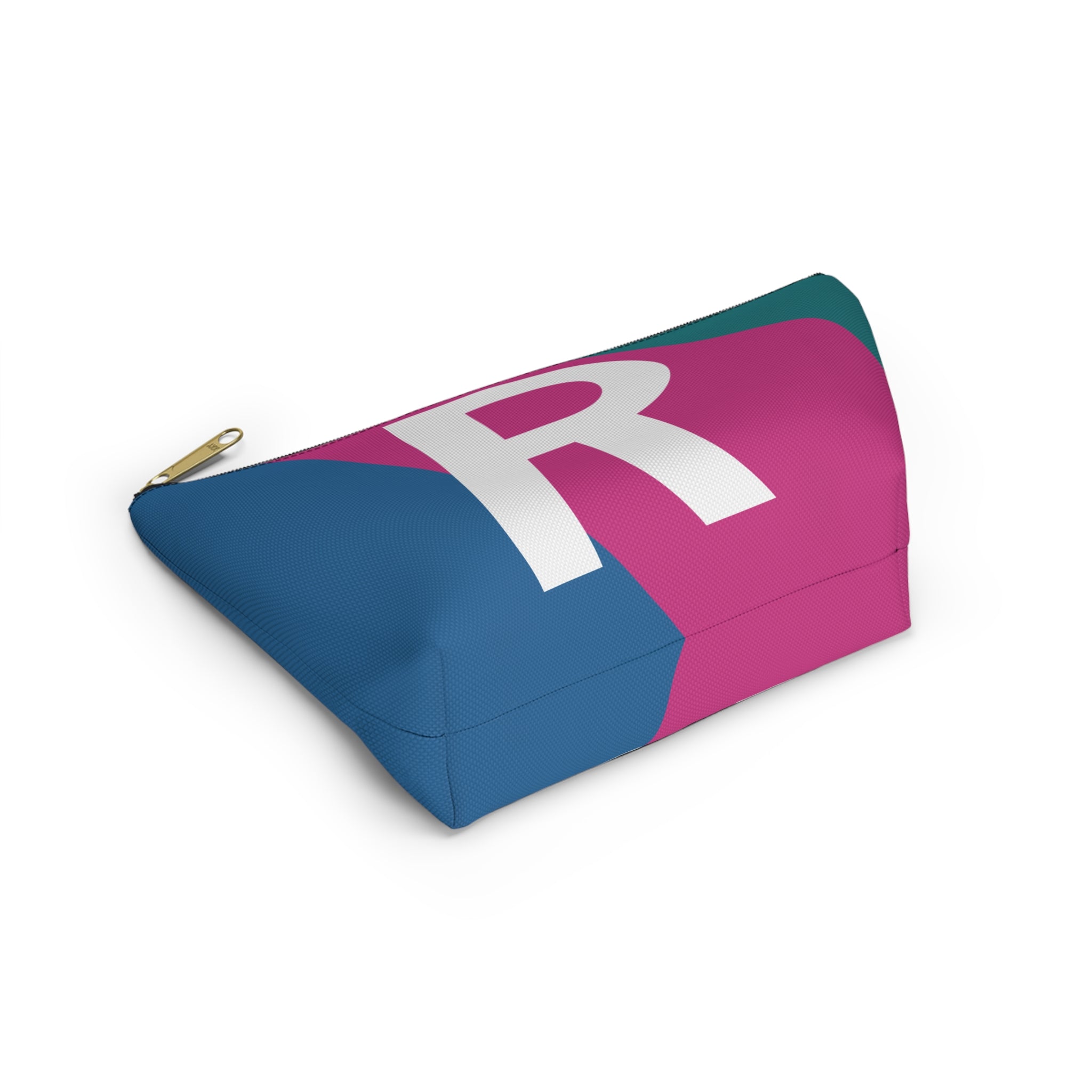 Initials Colorblock Accessory Pouch — Monogram R T-Bottom Cosmetic Bag
