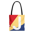 Monogram 'J' Colorblock Tote Bag — Personalized Initial J Shoulder Tote