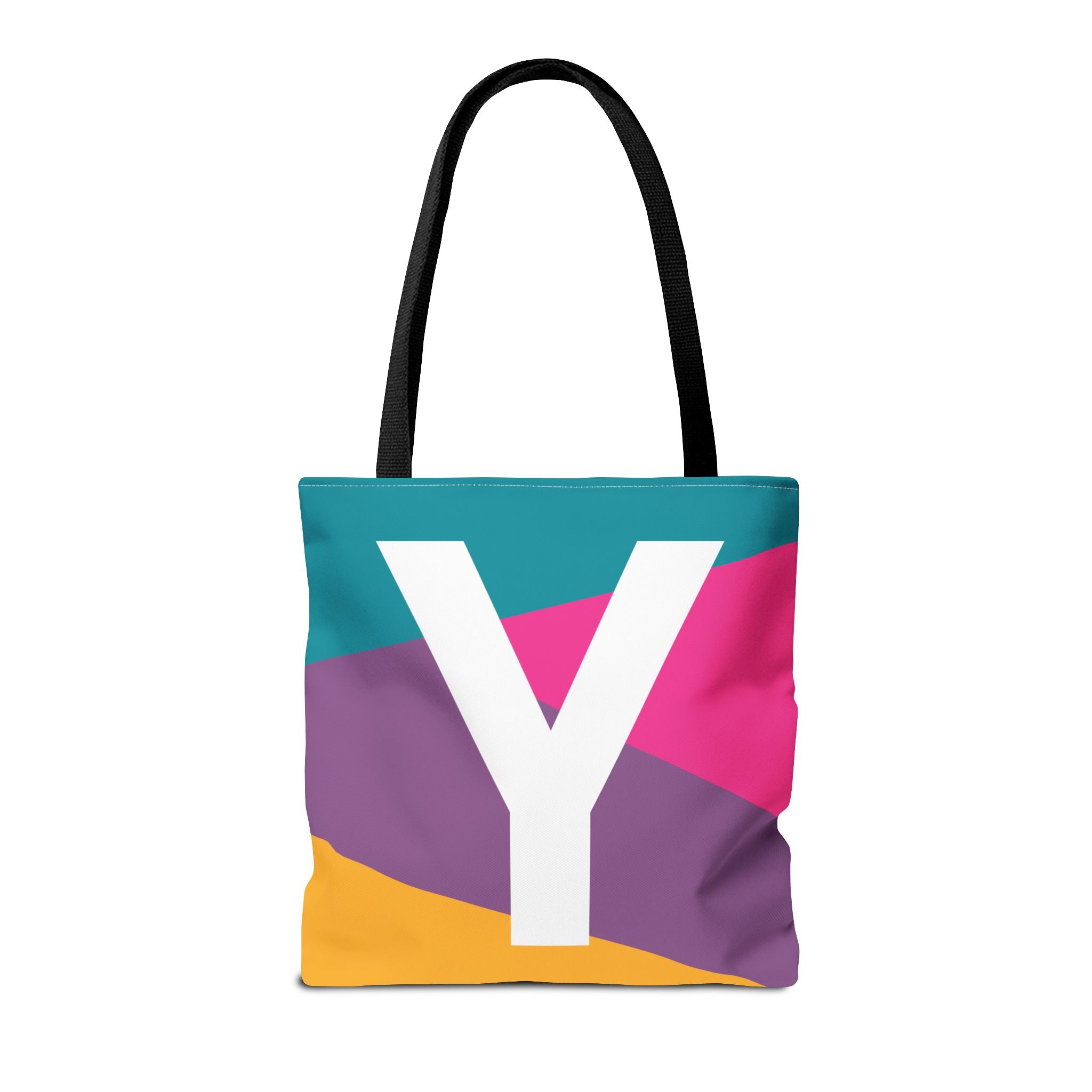 Monogram 'Y' Colorblock Tote Bag — Personalized Initial Y Shoulder Tote