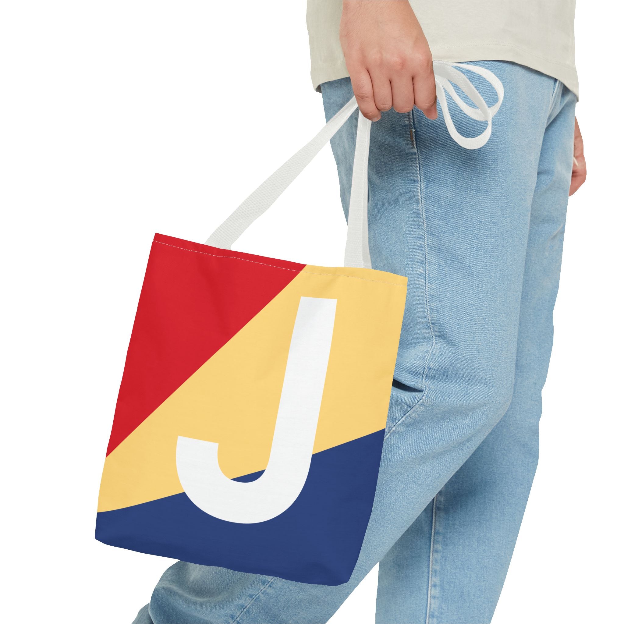 Monogram 'J' Colorblock Tote Bag — Personalized Initial J Shoulder Tote