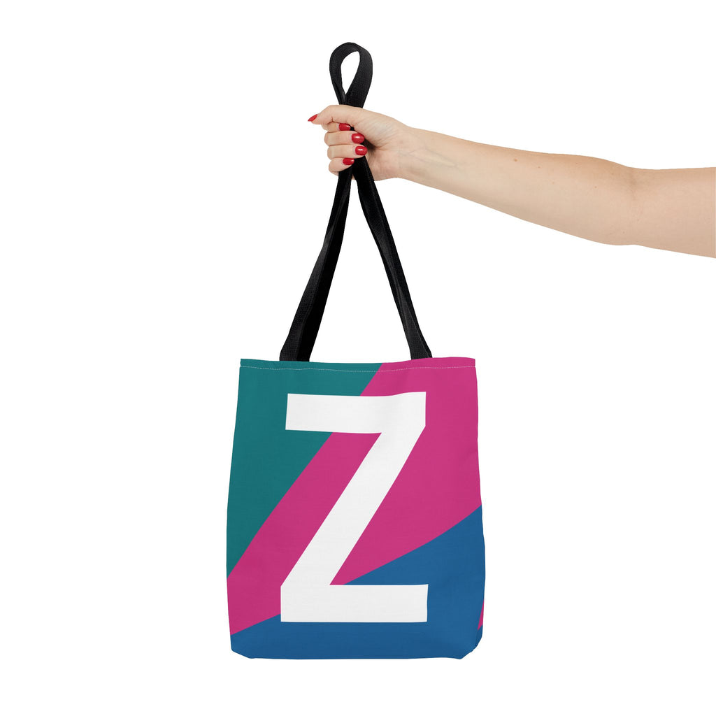 Monogram 'Z' Colorblock Tote Bag — Personalized Initial Z Shoulder Tote