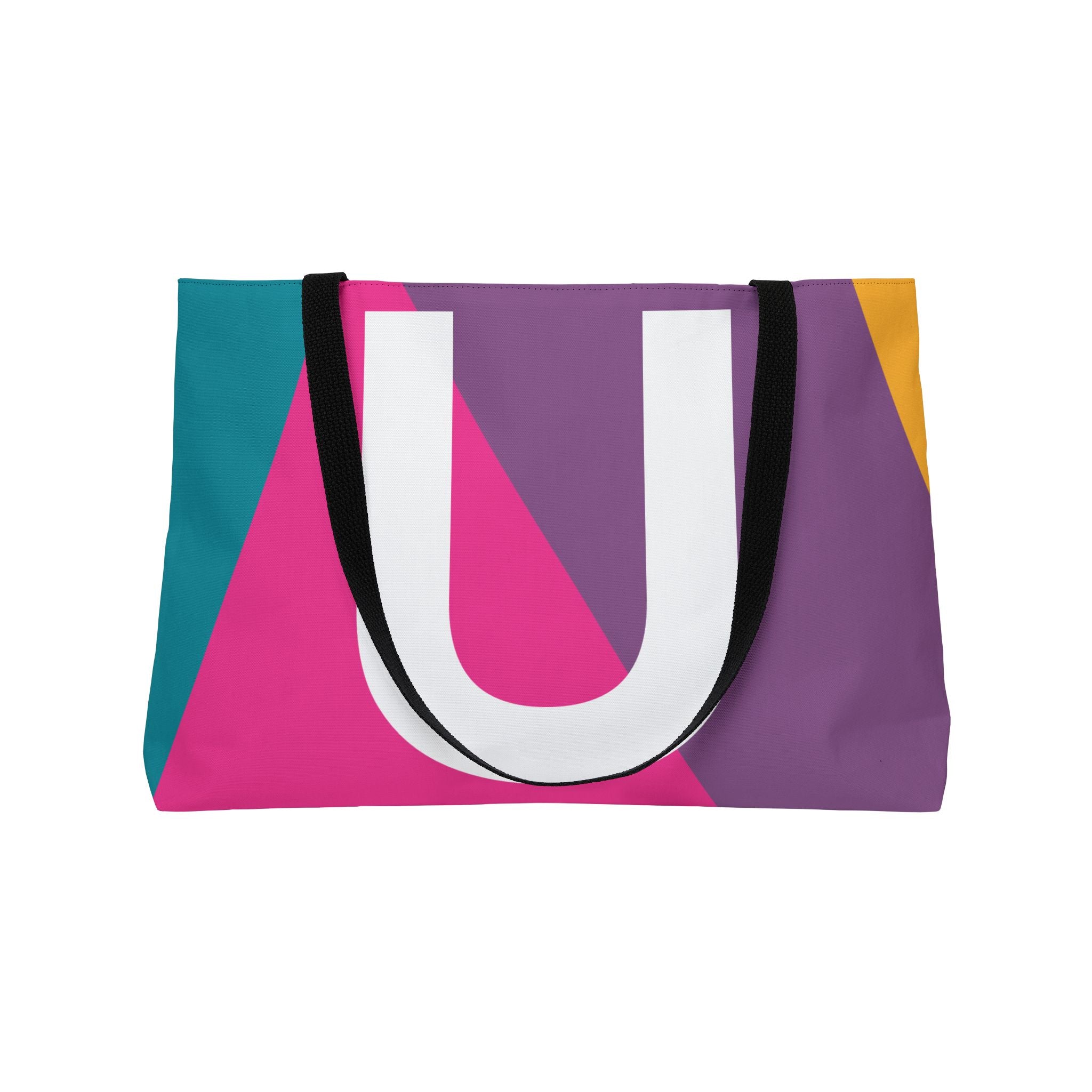 Personalized 'U' Colorblock Tote Bag — Monogram Weekender Tote
