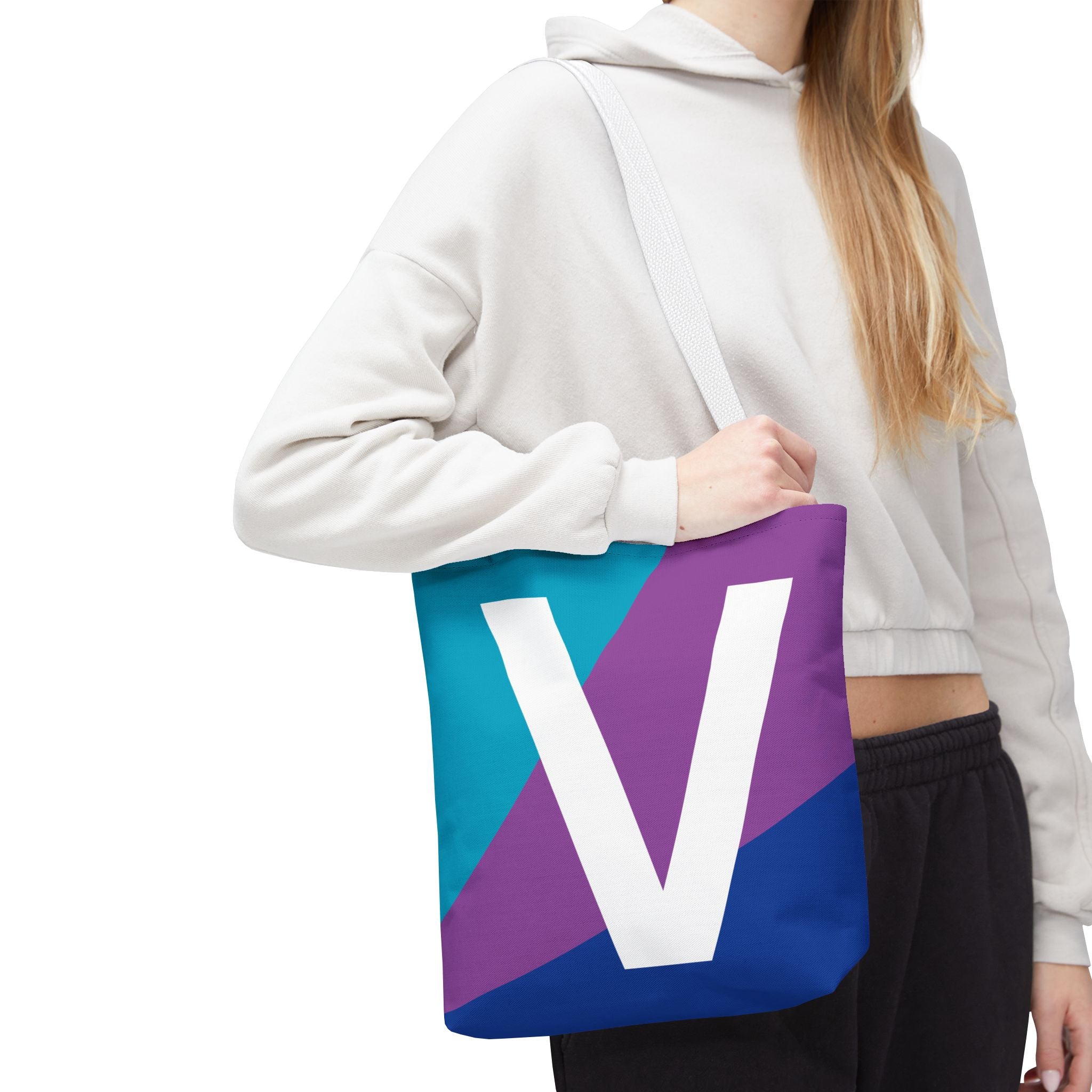 Monogram 'V' Colorblock Tote Bag — Personalized Initial V Shoulder Tote