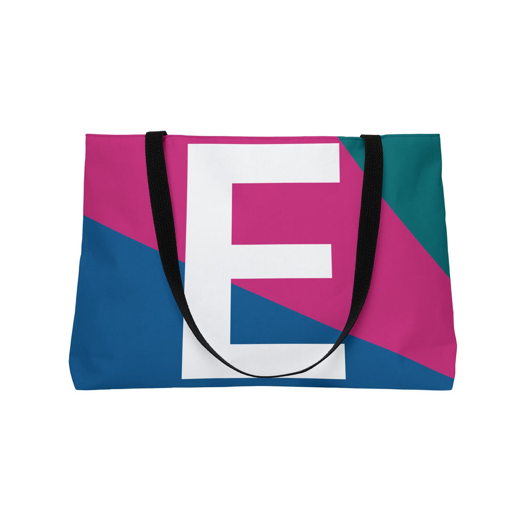 Personalized 'E' Colorblock Tote Bag — Monogram Weekender Tote