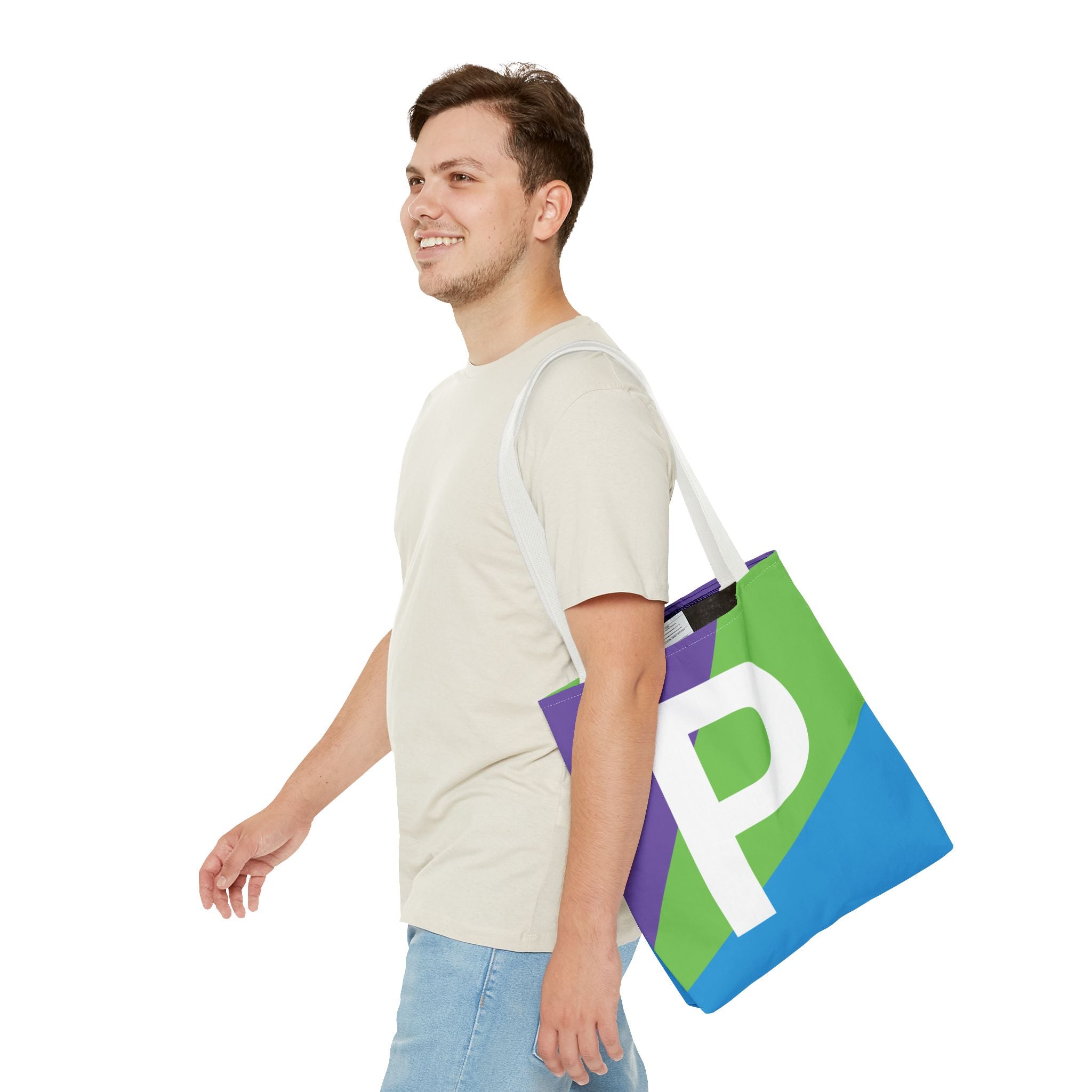 Monogram 'P' Colorblock Tote Bag — Personalized Initial P Shoulder Tote