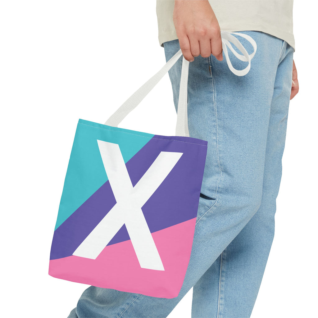 Monogram 'X' Colorblock Tote Bag — Personalized Initial X Shoulder Tote