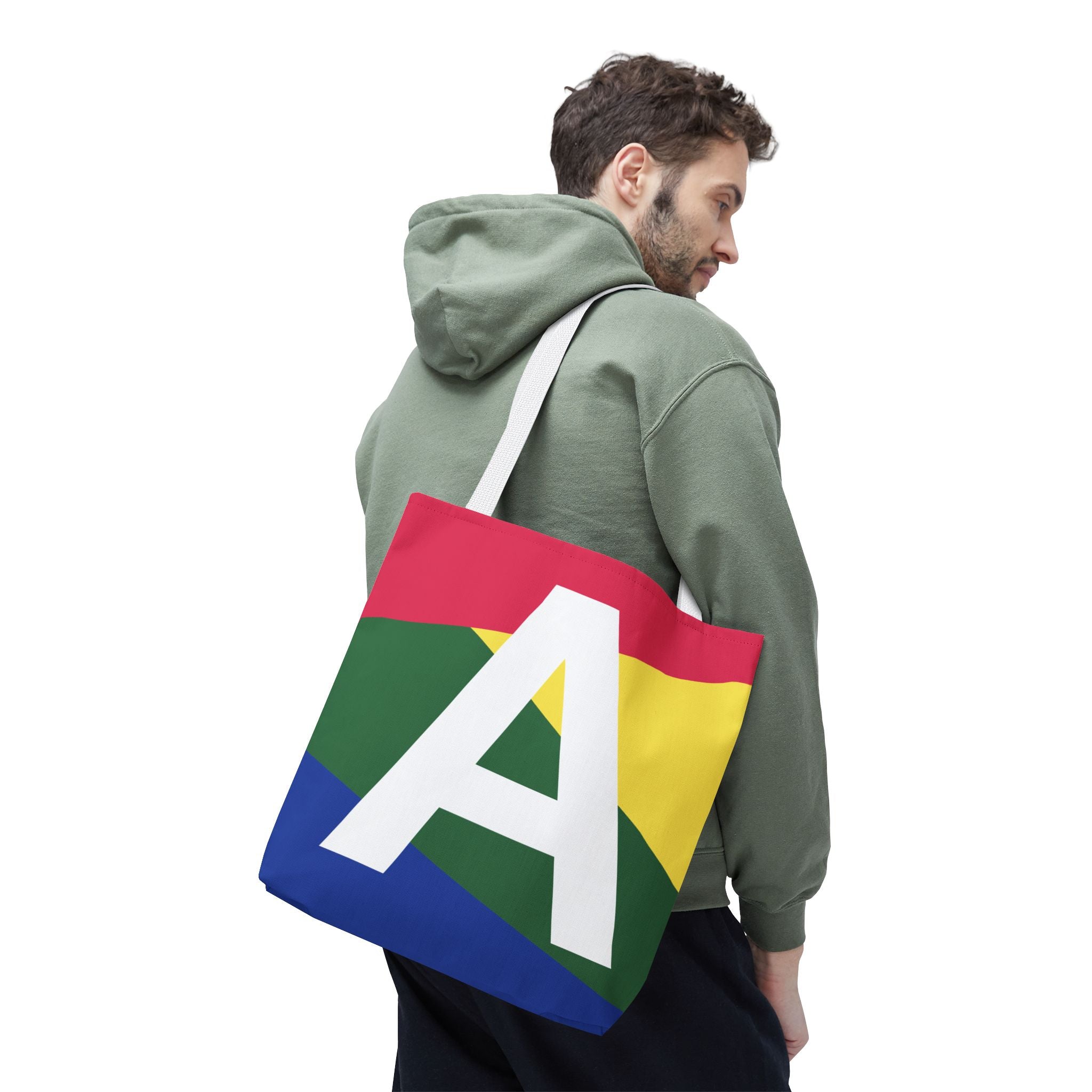 Monogram 'A' Colorblock Tote Bag — Personalized Initial A Shoulder Tote