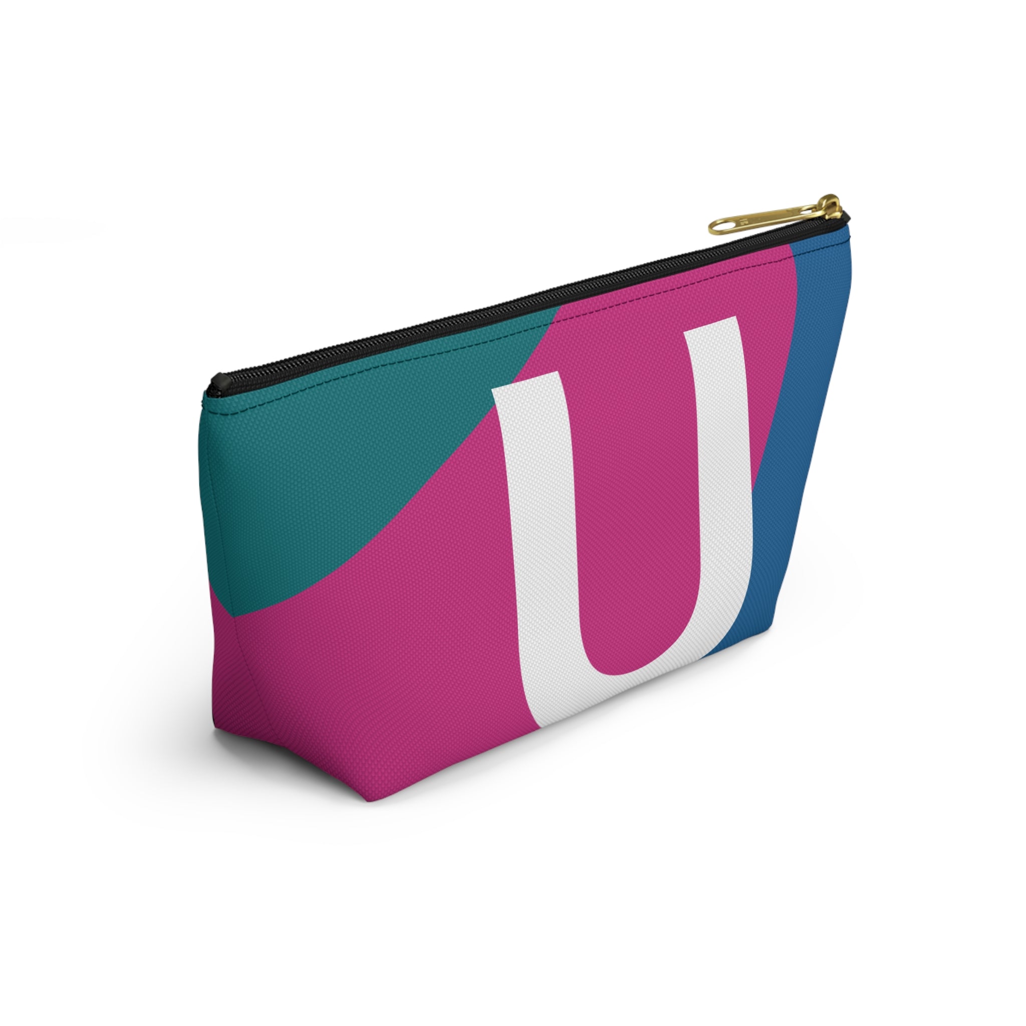 Initials Colorblock Accessory Pouch — Monogram U T-Bottom Cosmetic Bag