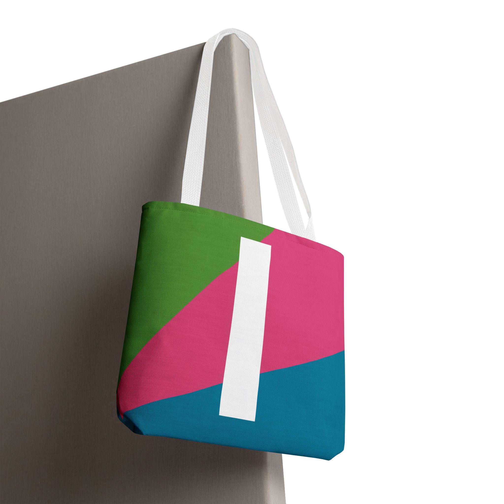 Monogram 'I' Colorblock Tote Bag — Personalized Initial I Shoulder Tote