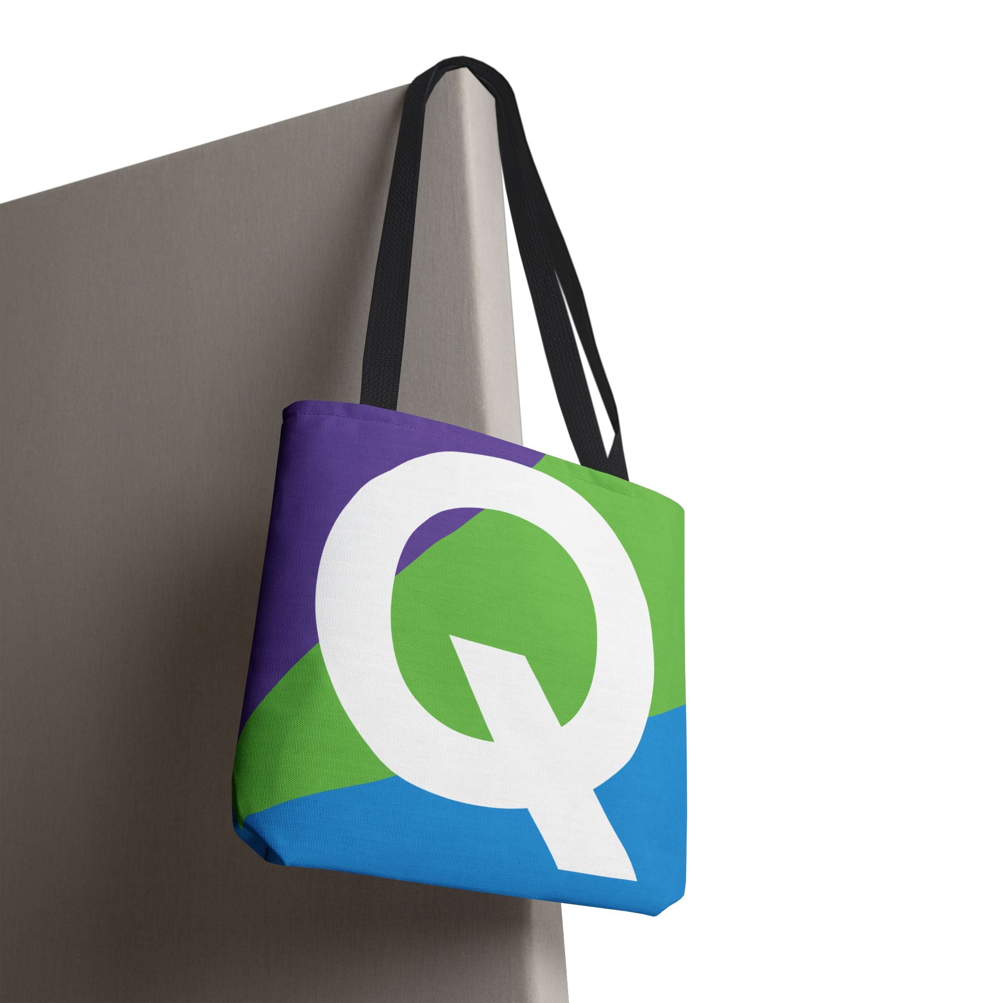 Monogram 'Q' Colorblock Tote Bag — Personalized Initial Q Shoulder Tote