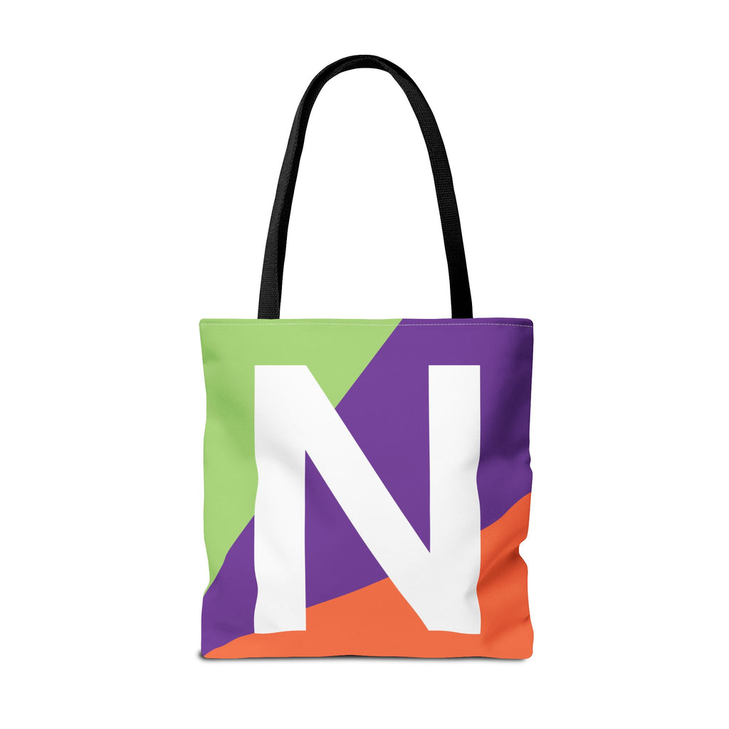 Monogram 'N' Colorblock Tote Bag — Personalized Initial N Shoulder Tote